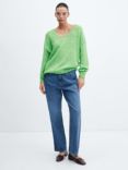 Mango Kim Wool Blend V-Neck Jumper, Green