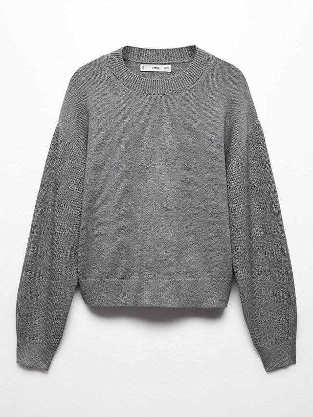 Mango Nora Round Neck Jumper, Grey