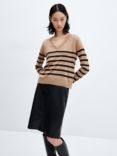 Mango Luccavr Cashmere Blend Striped V-Neck Jumper