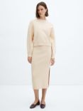 Mango Nora Round Neck Jumper, Light Beige