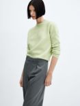 Mango Round Neck Knitted Jumper, Green