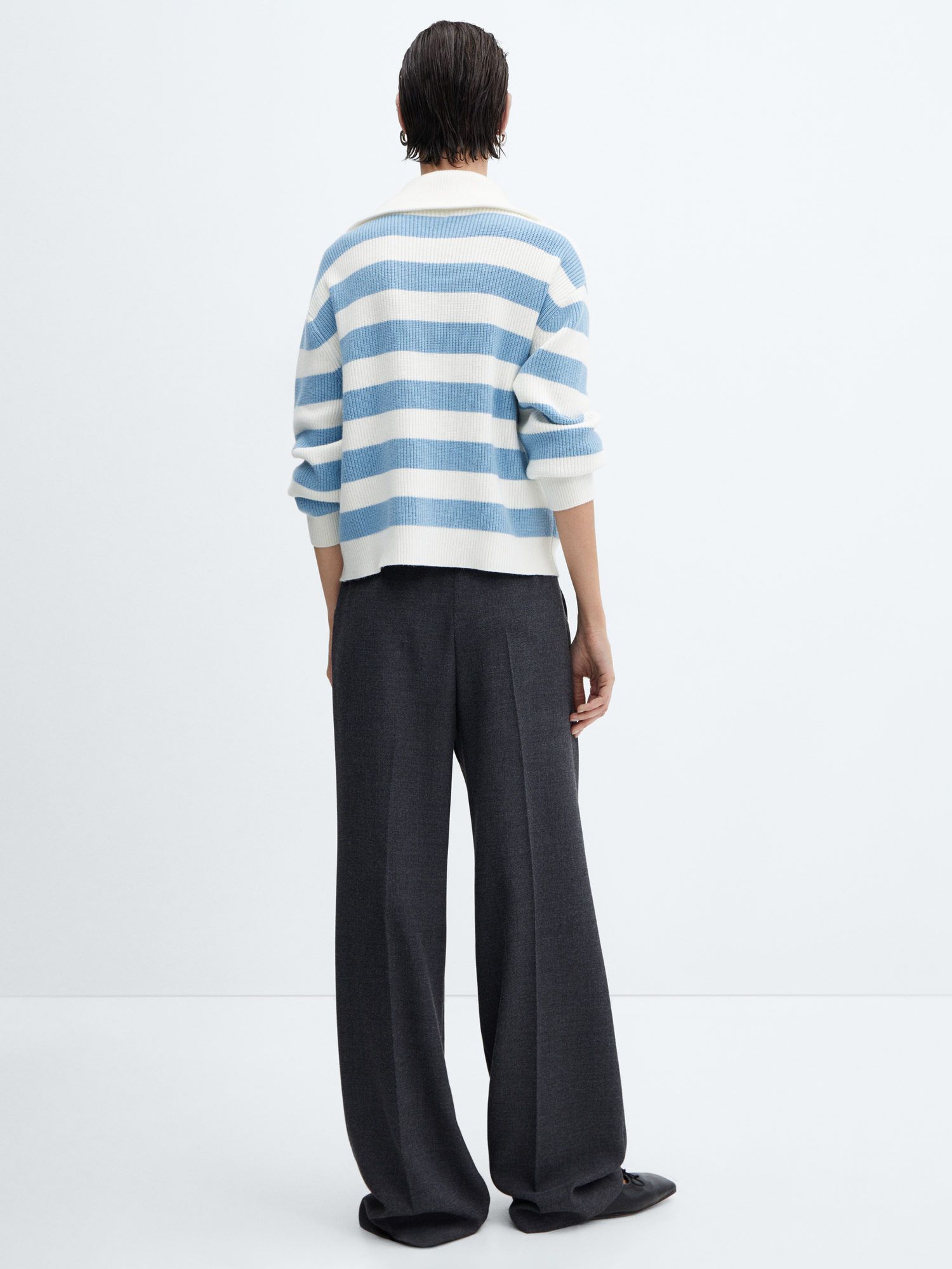 Buy Mango Empire Zip Neck Jumper, Light Pastel Blue Online at johnlewis.com