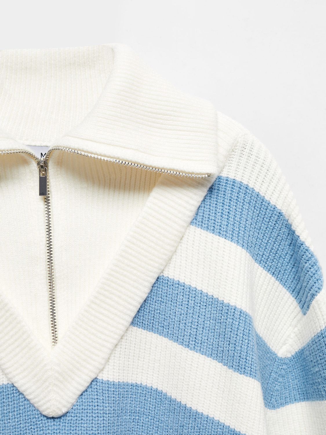 Buy Mango Empire Zip Neck Jumper, Light Pastel Blue Online at johnlewis.com