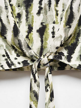 Mango Leonor Abstract Print Back Tie Blouse, Light Beige/Multi