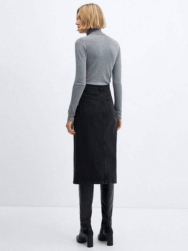 Mango Soleil Pencil Denim Skirt, Open Grey