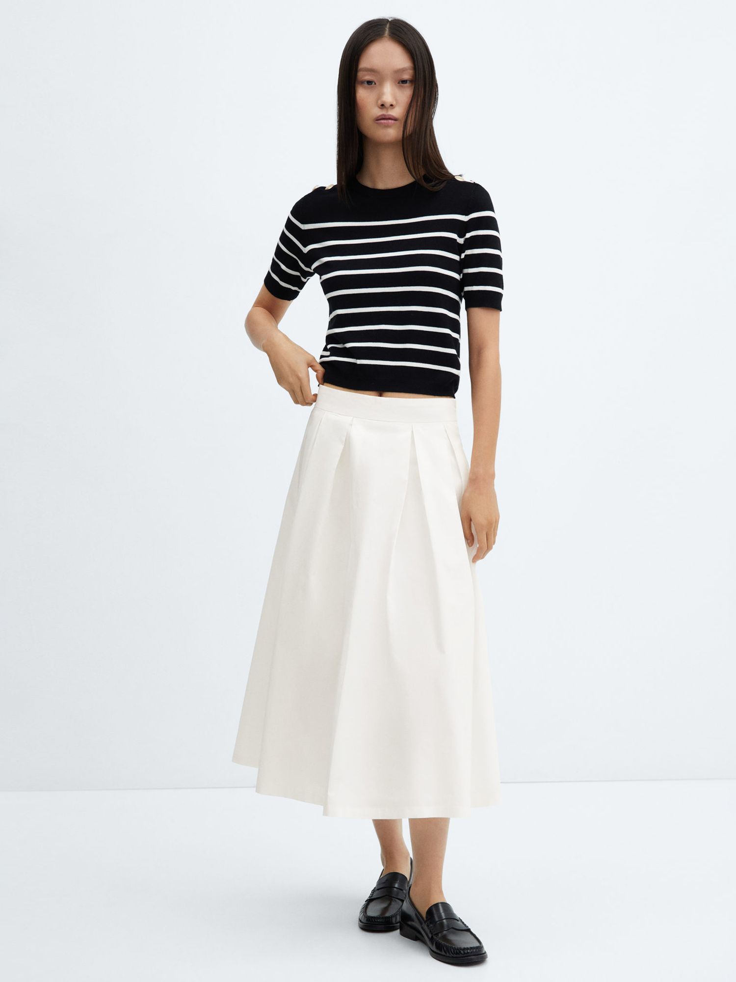 Mango Irena Cotton Midi Skirt, White at John Lewis & Partners