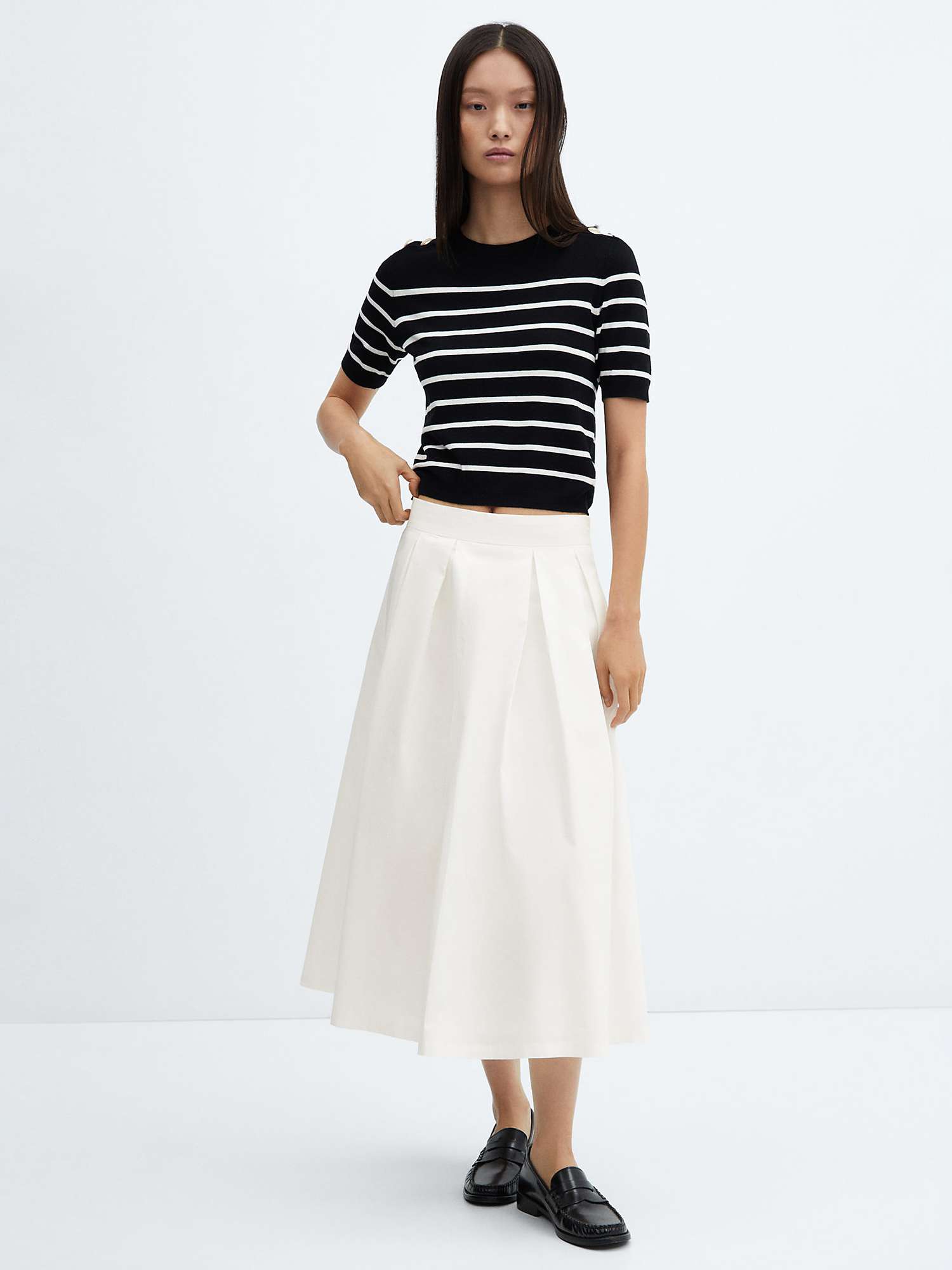 Buy Mango Irena Cotton Midi Skirt, White Online at johnlewis.com