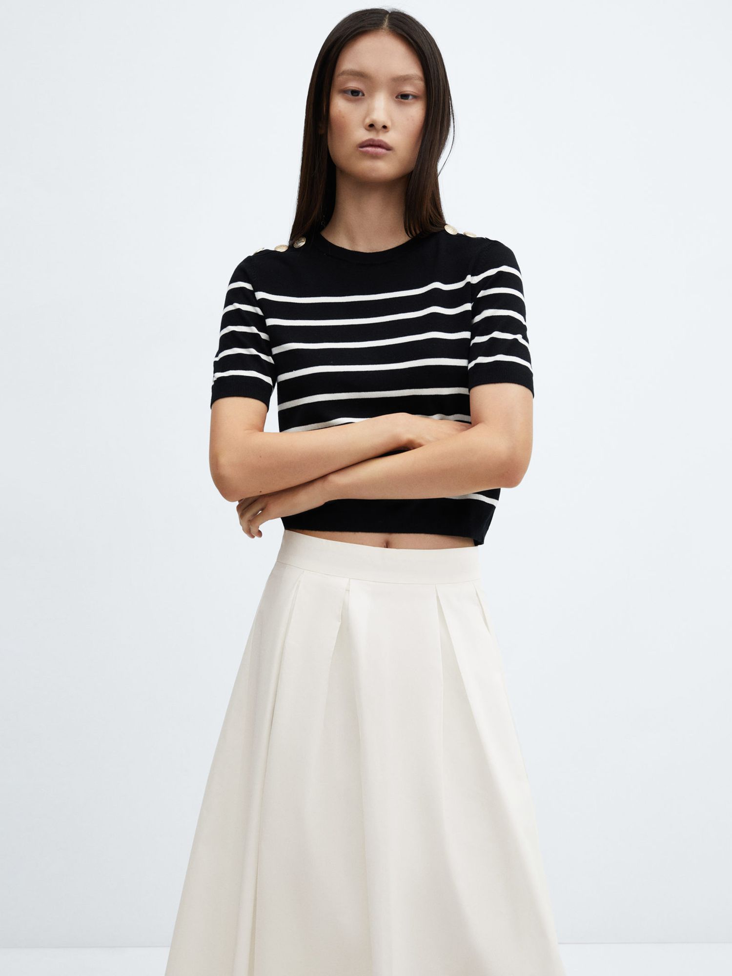 Mango Irena Cotton Midi Skirt, White at John Lewis & Partners