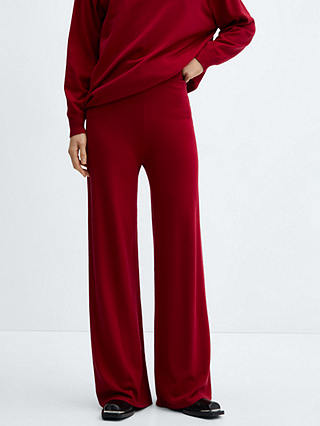 Mango Vieira Knitted Wide Leg Trousers, Red