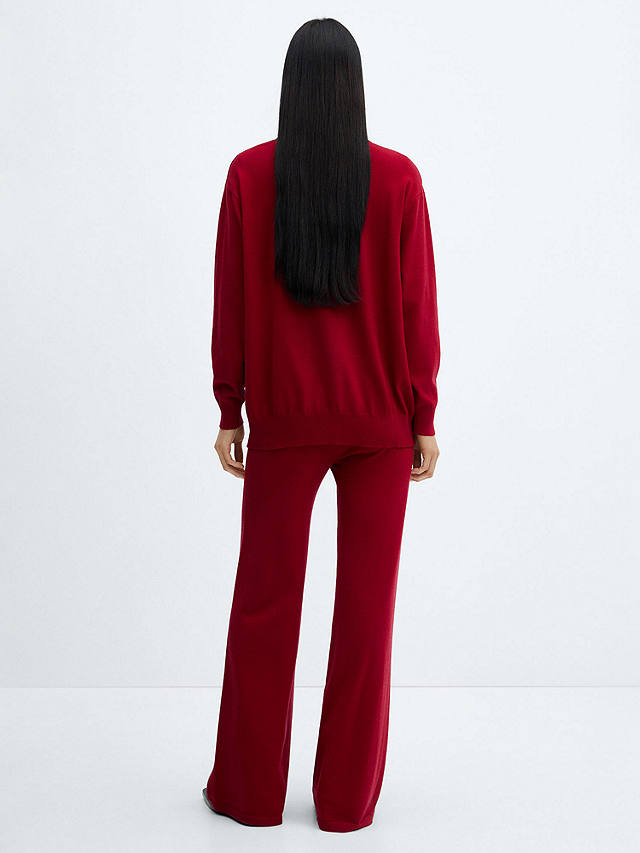 Mango Vieira Knitted Wide Leg Trousers, Red