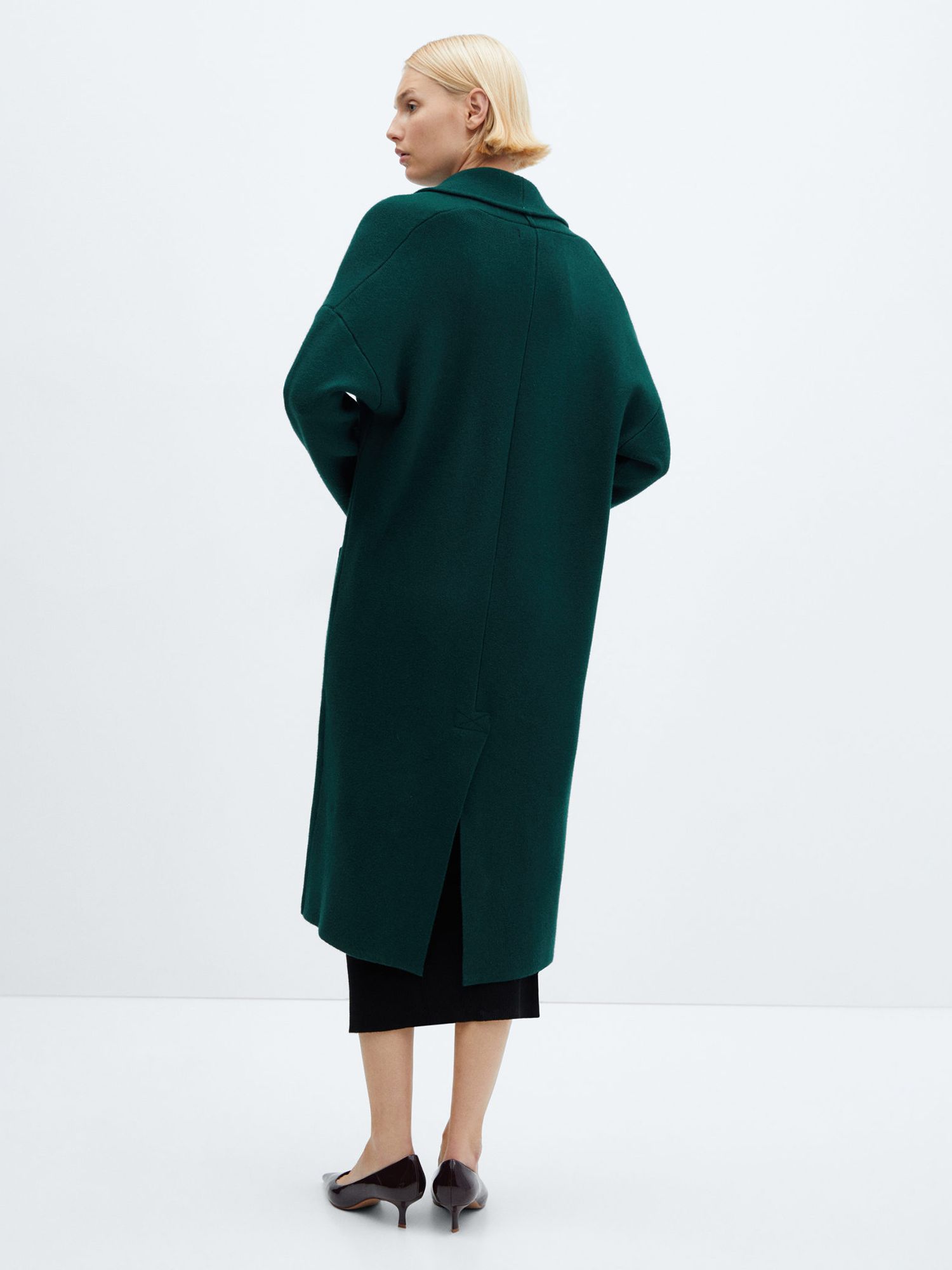 Mango Ringo Oversized Knitted Coat, Green at John Lewis & Partners