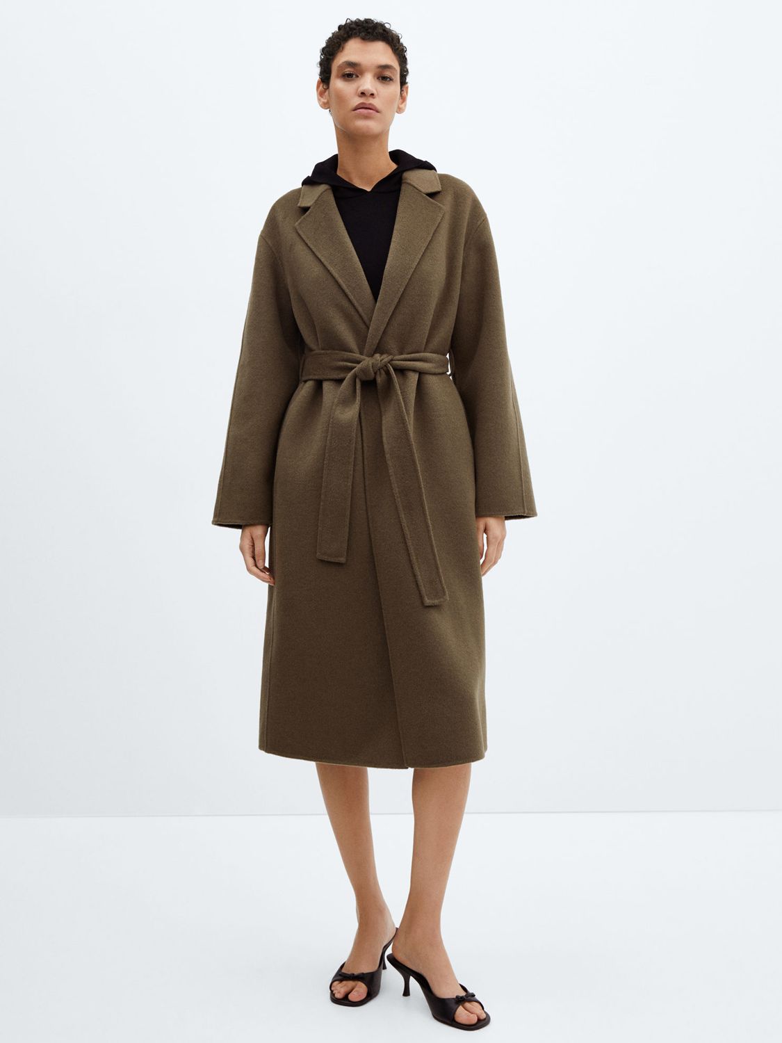Mango Batin Wool Blend Coat, Khaki at John Lewis & Partners