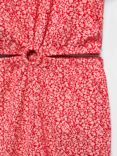 Mango Kids' Silvia Cut Out Floral Print Jumpsuit, Red