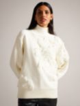 Ted Baker Chalayy Fringed Jacquard Placement Sweater, Ivory