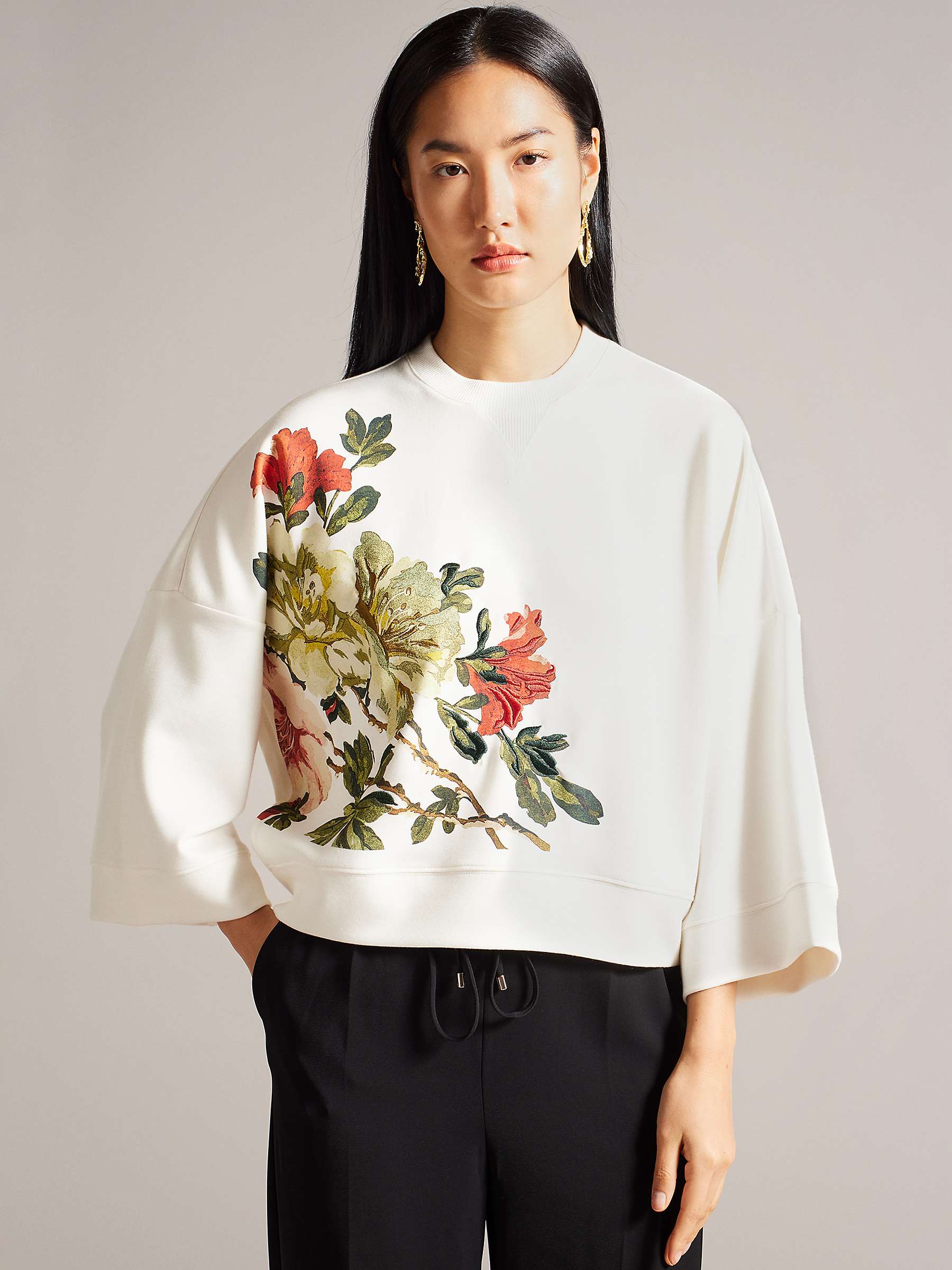 Buy Ted Baker Laurale Floral Sweater, White Online at johnlewis.com