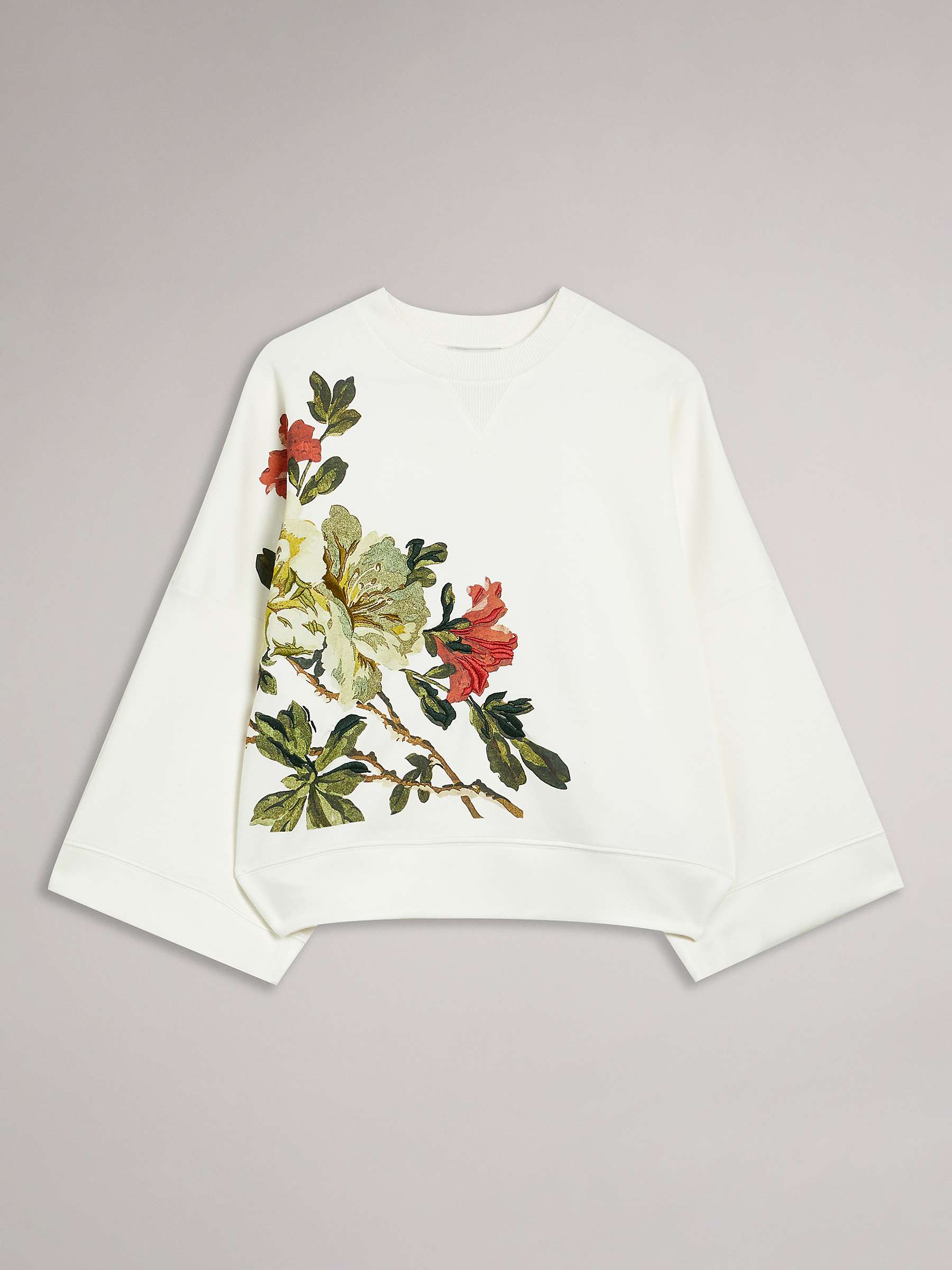 Buy Ted Baker Laurale Floral Sweater, White Online at johnlewis.com