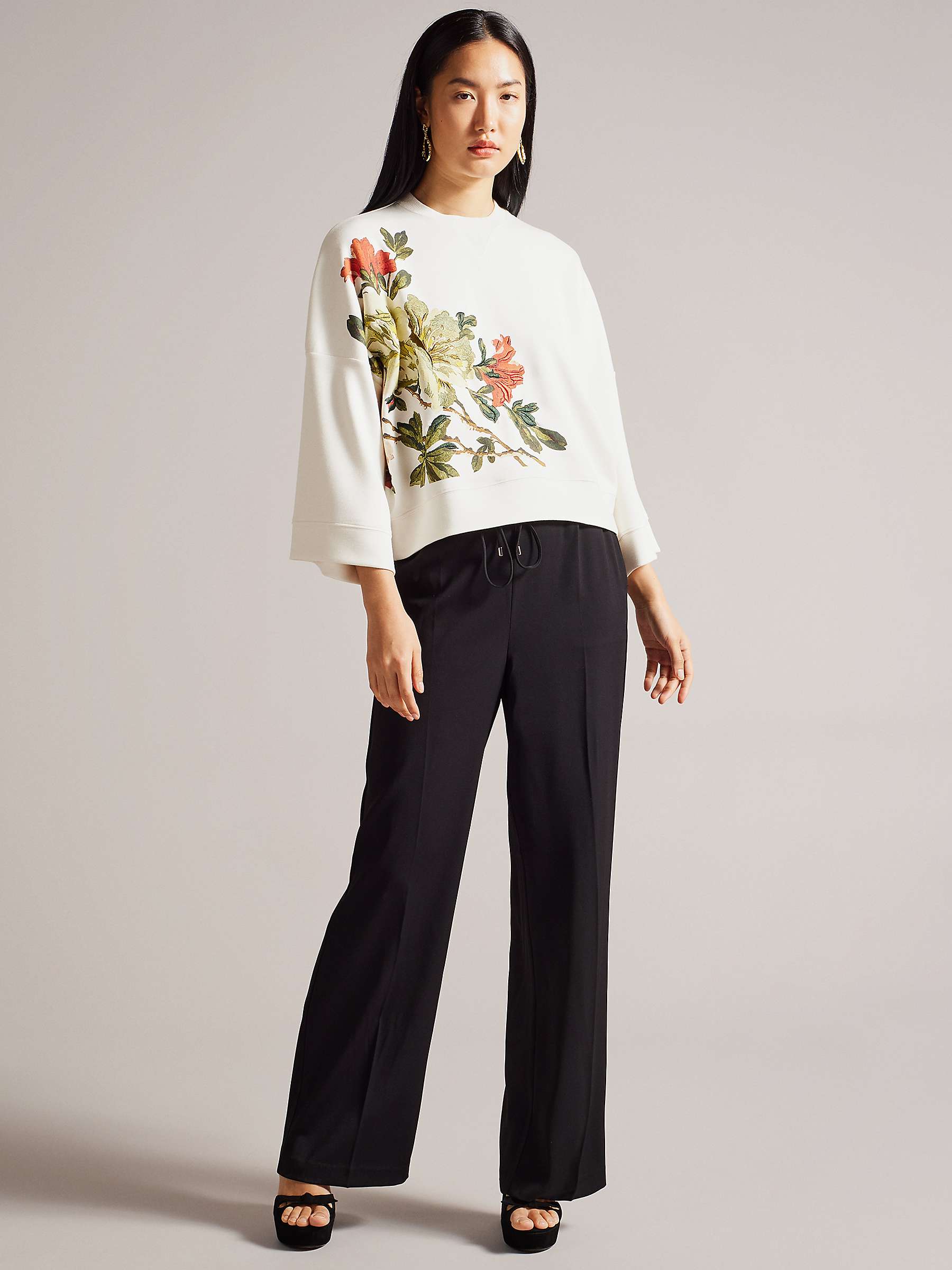 Buy Ted Baker Laurale Floral Sweater, White Online at johnlewis.com