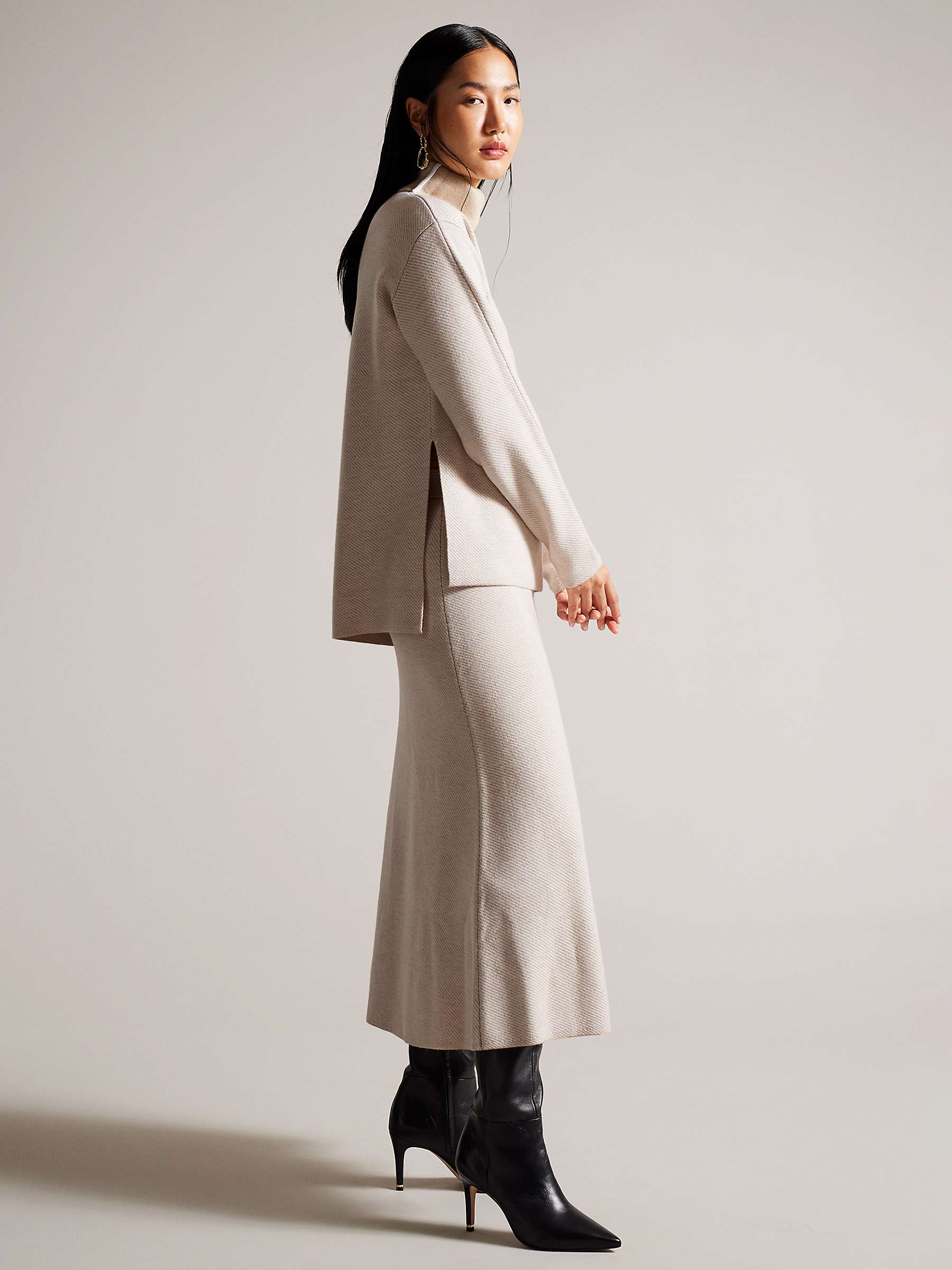 Buy Ted Baker Lidya Double Faced Easy Funnel Neck Jumper, Natural Cream Online at johnlewis.com