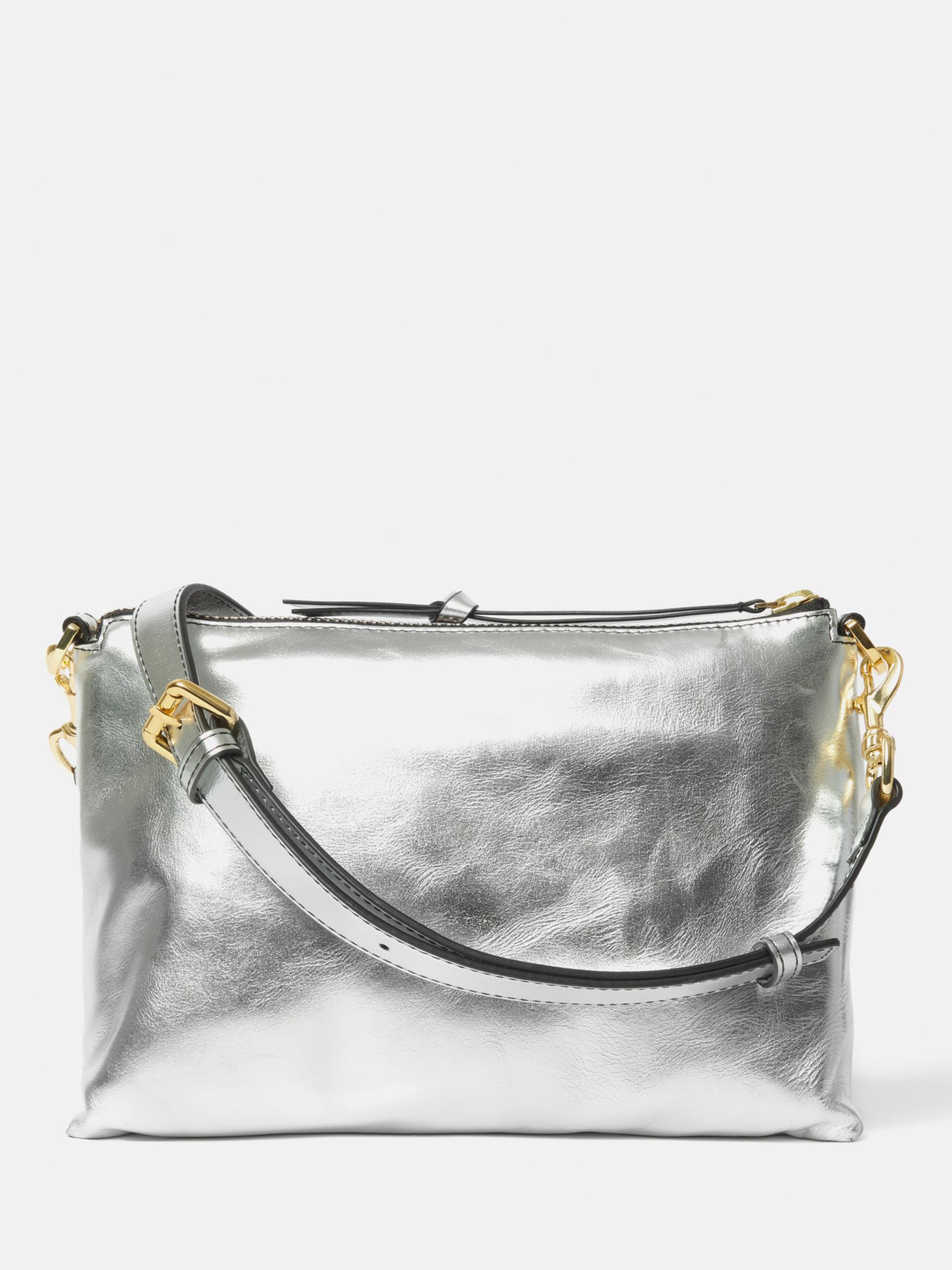 Jigsaw Ava Smooth Leather Crossbody Bag, Silver