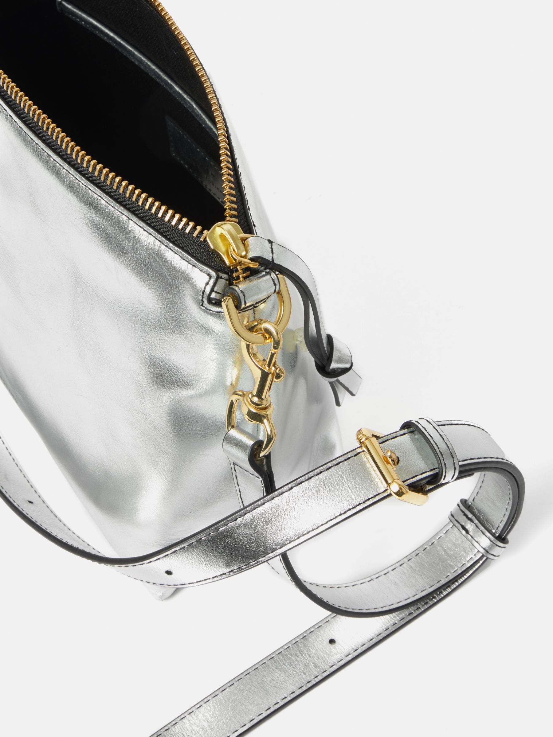 Buy Jigsaw Ava Smooth Leather Crossbody Bag, Silver Online at johnlewis.com