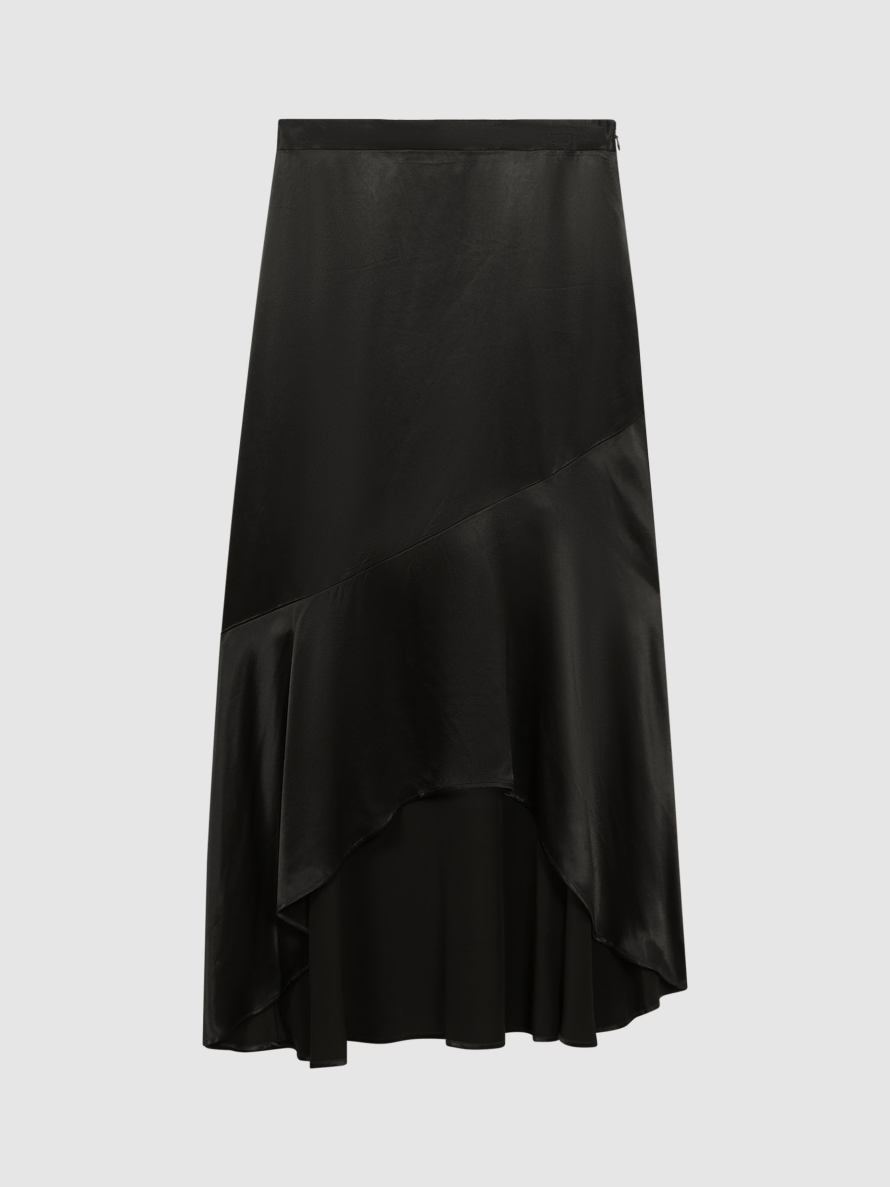 REISS Green Bias Cut Asymmetrical Block Lined Skirt Size UK 8
