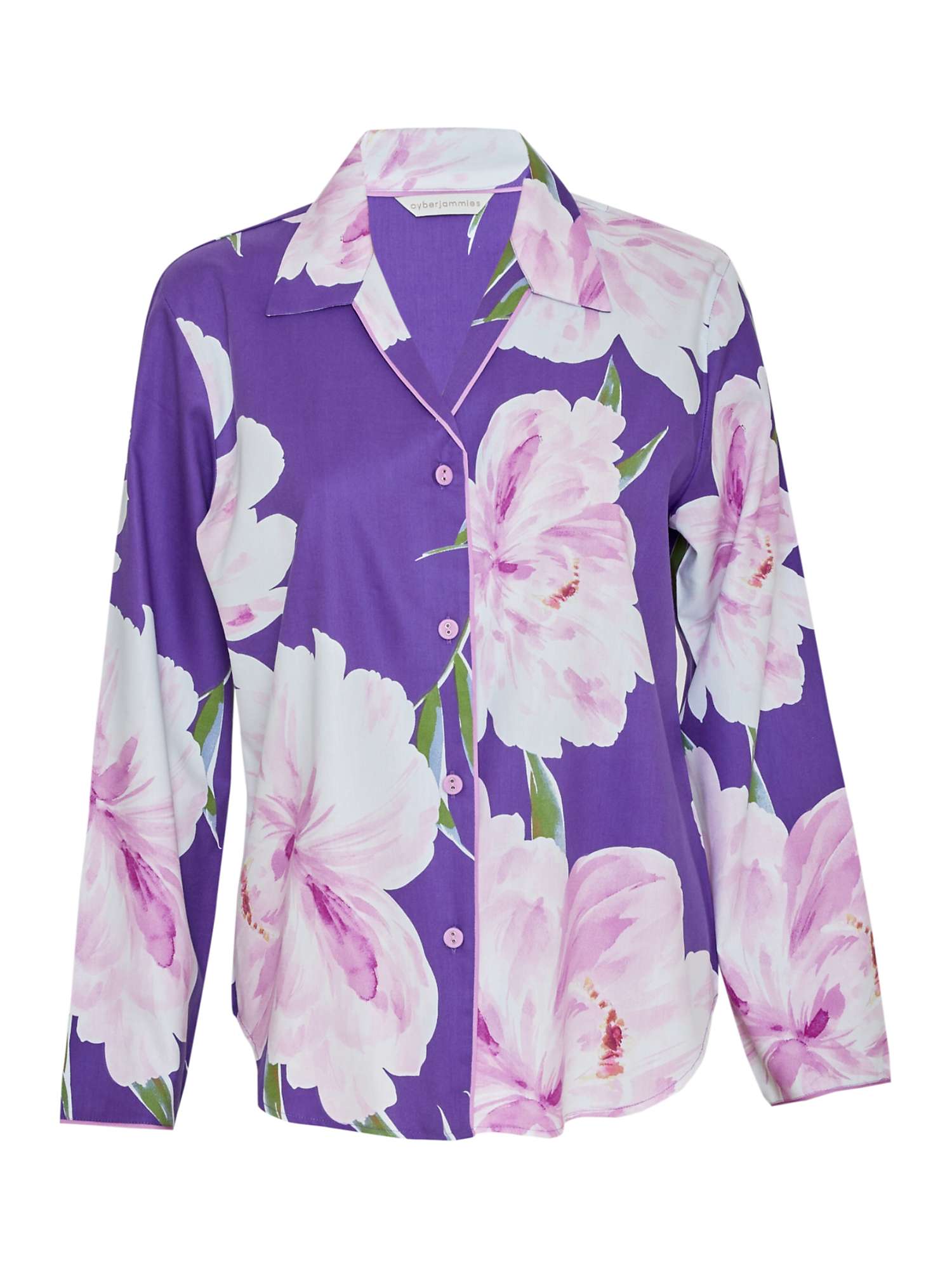 Buy Cyberjammies Valentina Floral Shirt Pyjama Top, Purple Online at johnlewis.com