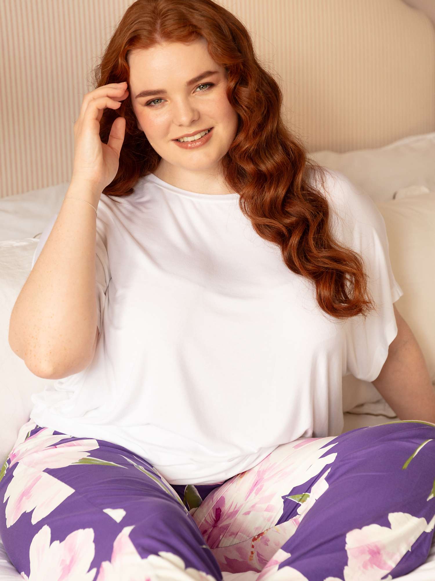 Buy Cyberjammies Valentina Short Sleeve Jersey Slouch Pyjama Top, White Online at johnlewis.com