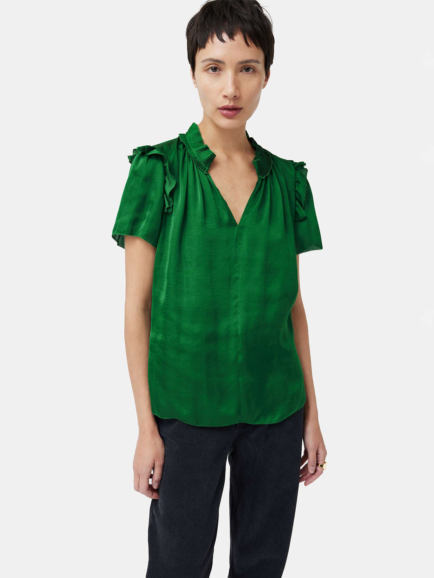 Buy Jigsaw Recycled Satin Ruffle Top Online at johnlewis.com