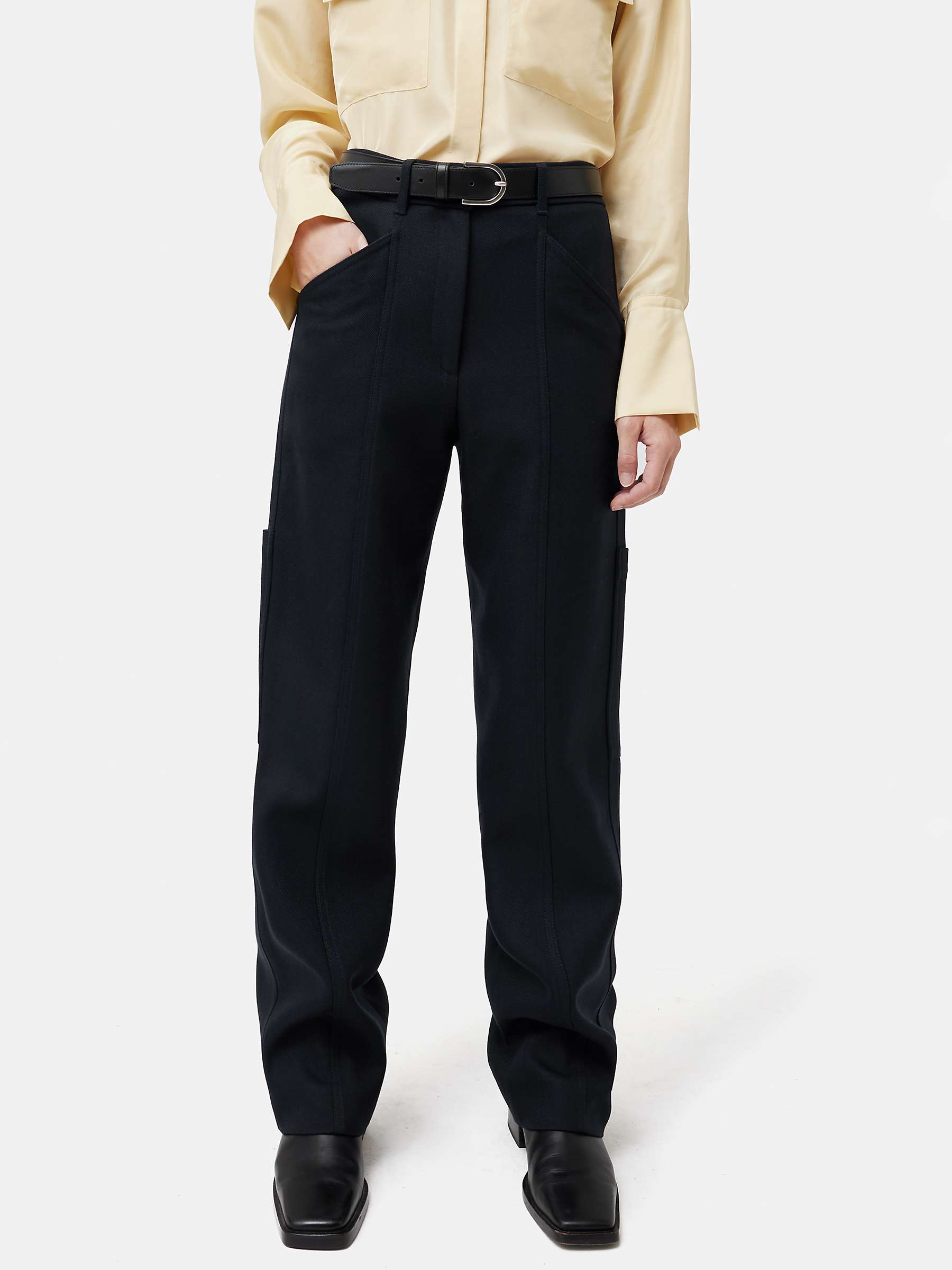 Buy Jigsaw Wool Blend Cargo Trousers, Navy Online at johnlewis.com