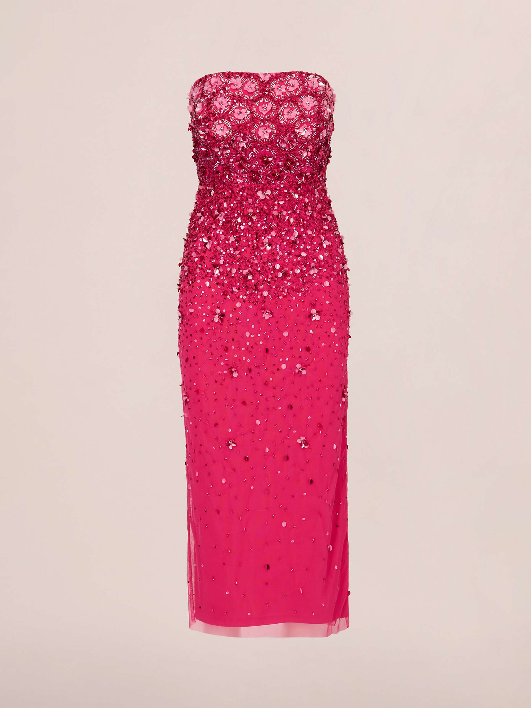 Buy Adrianna Papell Beaded Strapless Midi Dress, Hot Pink Online at johnlewis.com