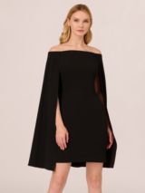 Adrianna Papell Off Shoulder Cape Mini Dress Black at John Lewis