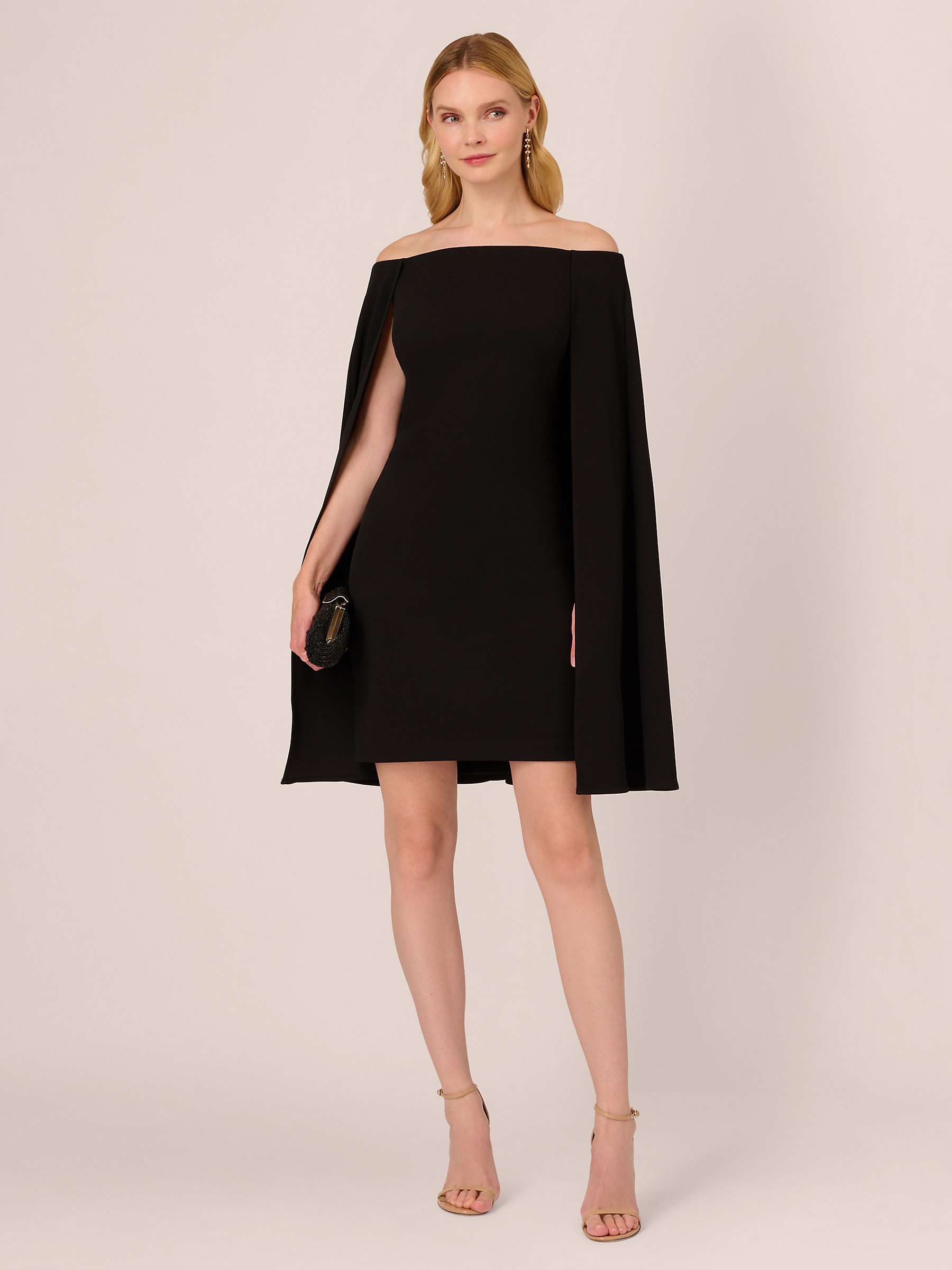 Buy Adrianna Papell Off Shoulder Cape Mini Dress, Black Online at johnlewis.com