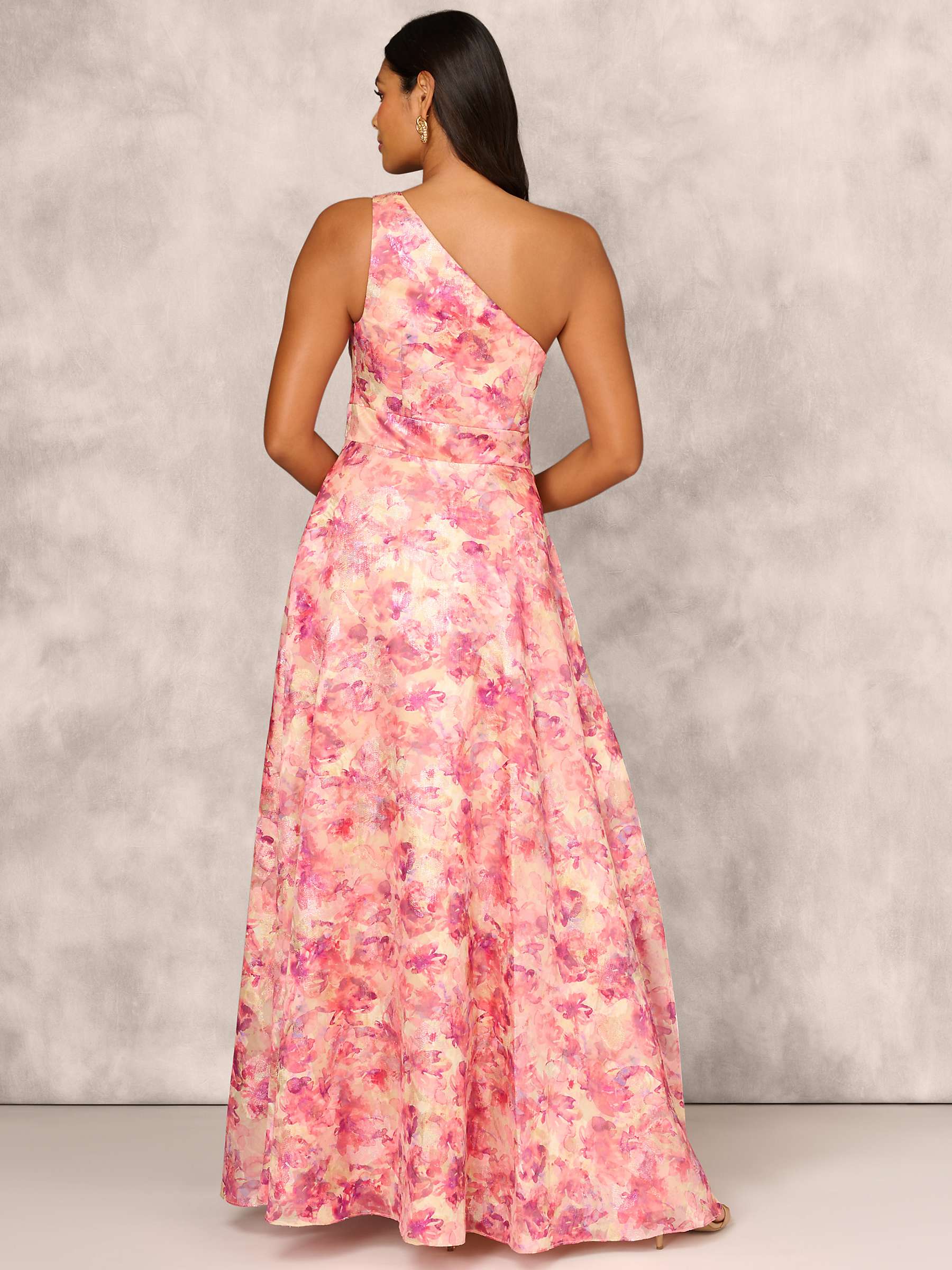 Buy Aidan Mattox by Adrianna Papell Floral Print Jacquard Maxi Dress, Red/Multi Online at johnlewis.com