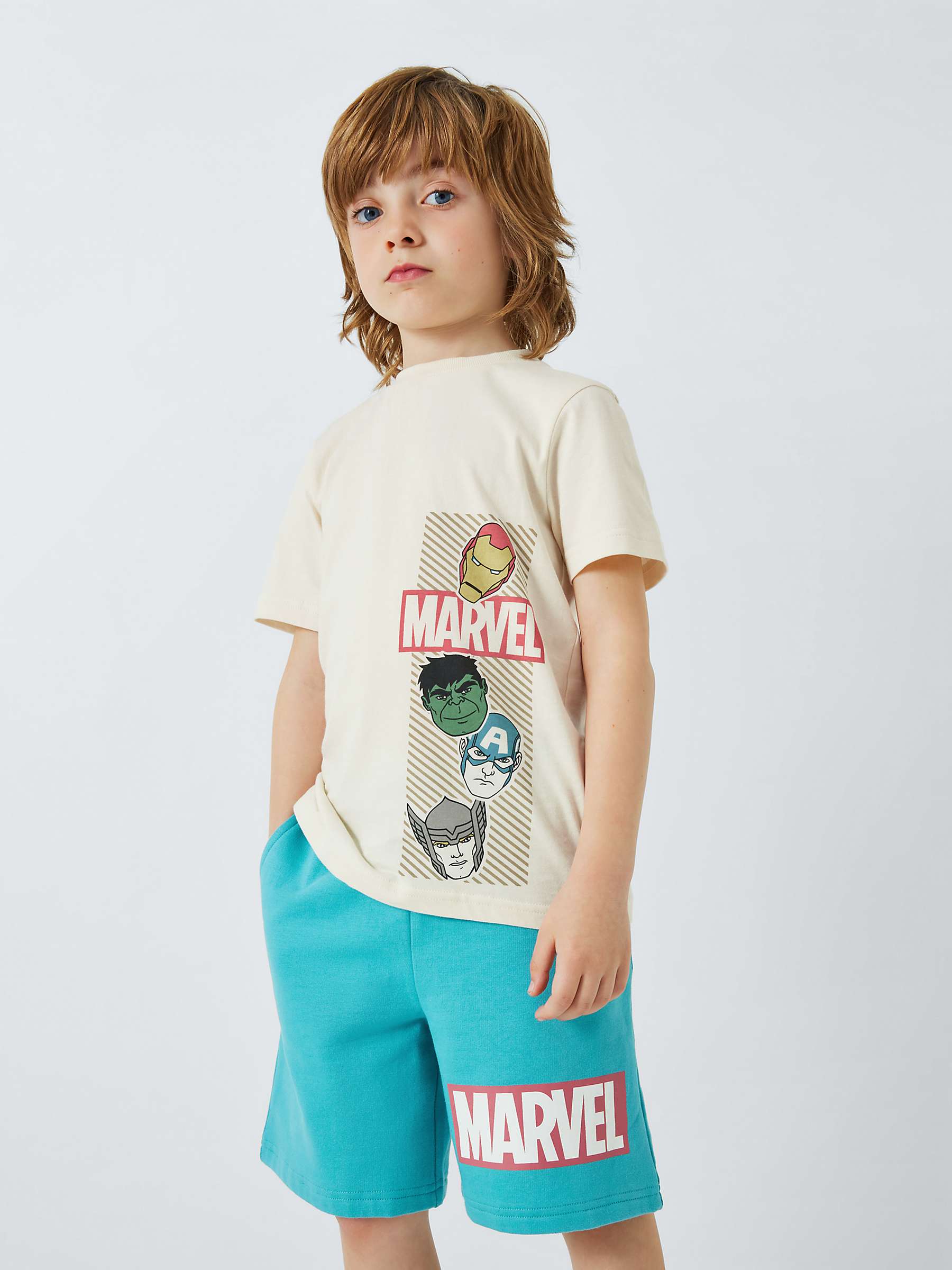 Buy Brand Threads Kids' Avengers T-Shirt & Shorts Set, Natural/Green Online at johnlewis.com