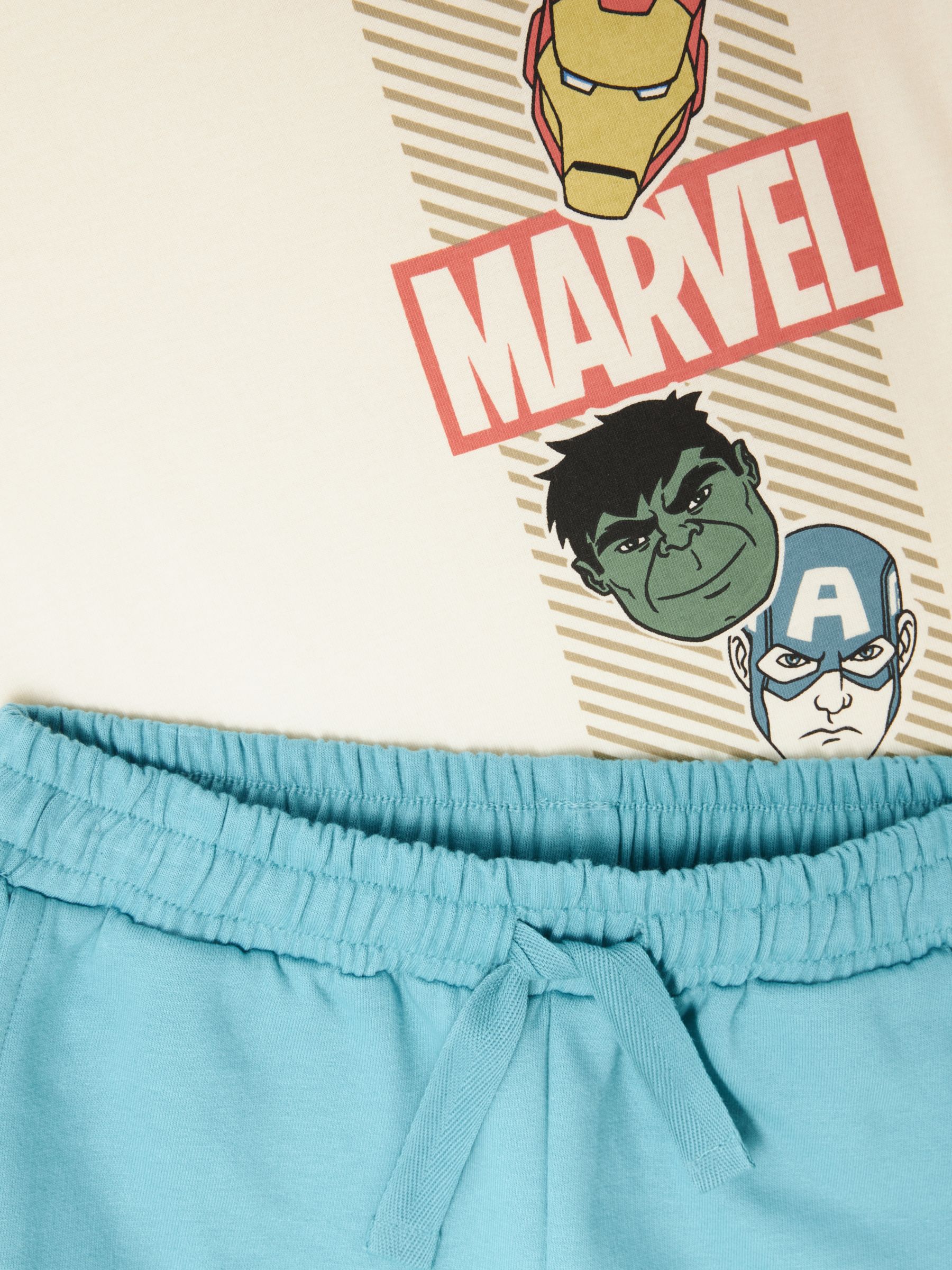 Brand Threads Kids' Avengers T-Shirt & Shorts Set, Natural/Green, 13-14 years