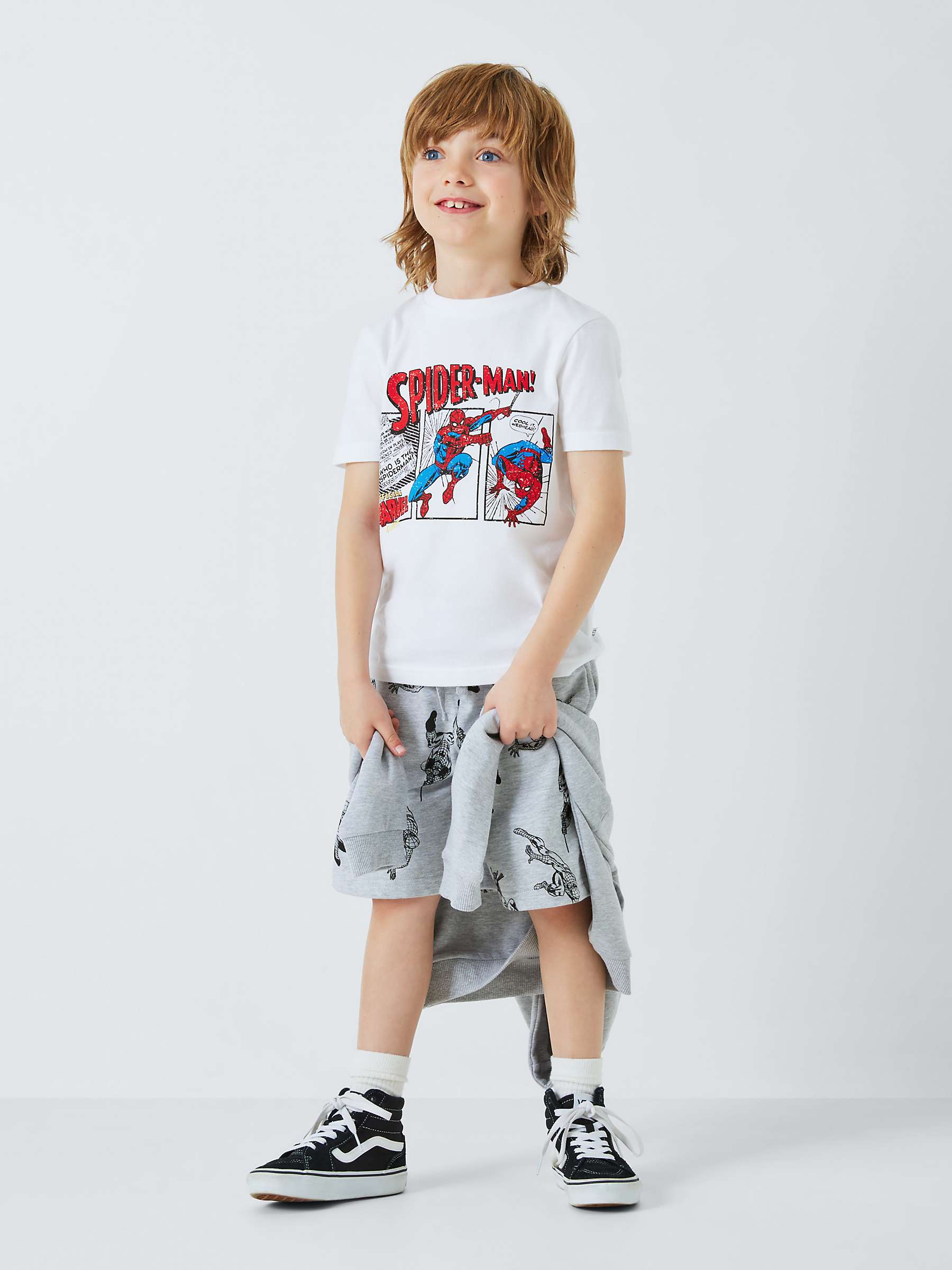 Buy Brand Threads Kids' Spider-Man T-Shirt & Shorts Set, Grey/White Online at johnlewis.com
