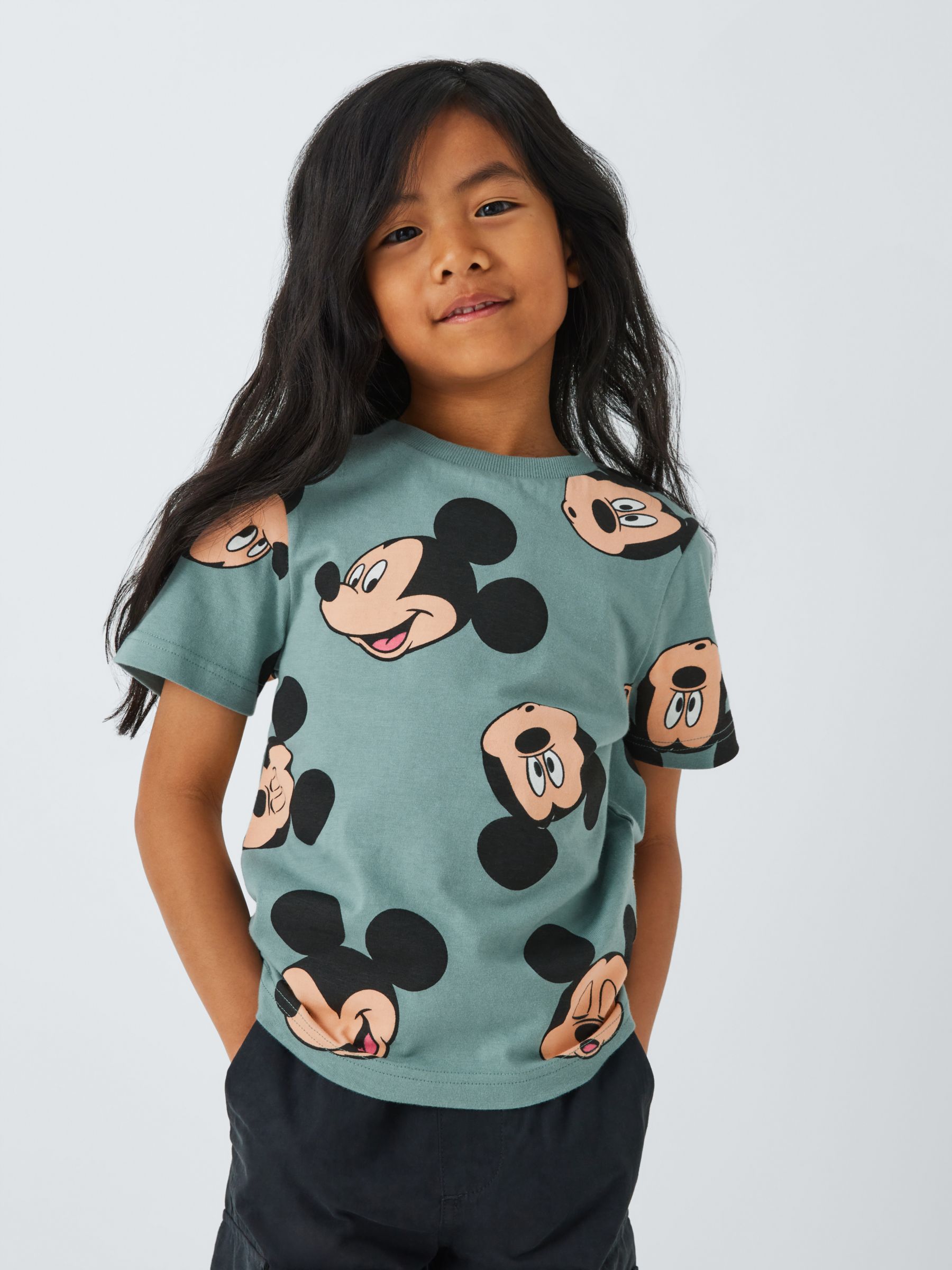 Brand Threads Kids' Disney Mickey Mouse T-Shirt, Green, 4-5 years