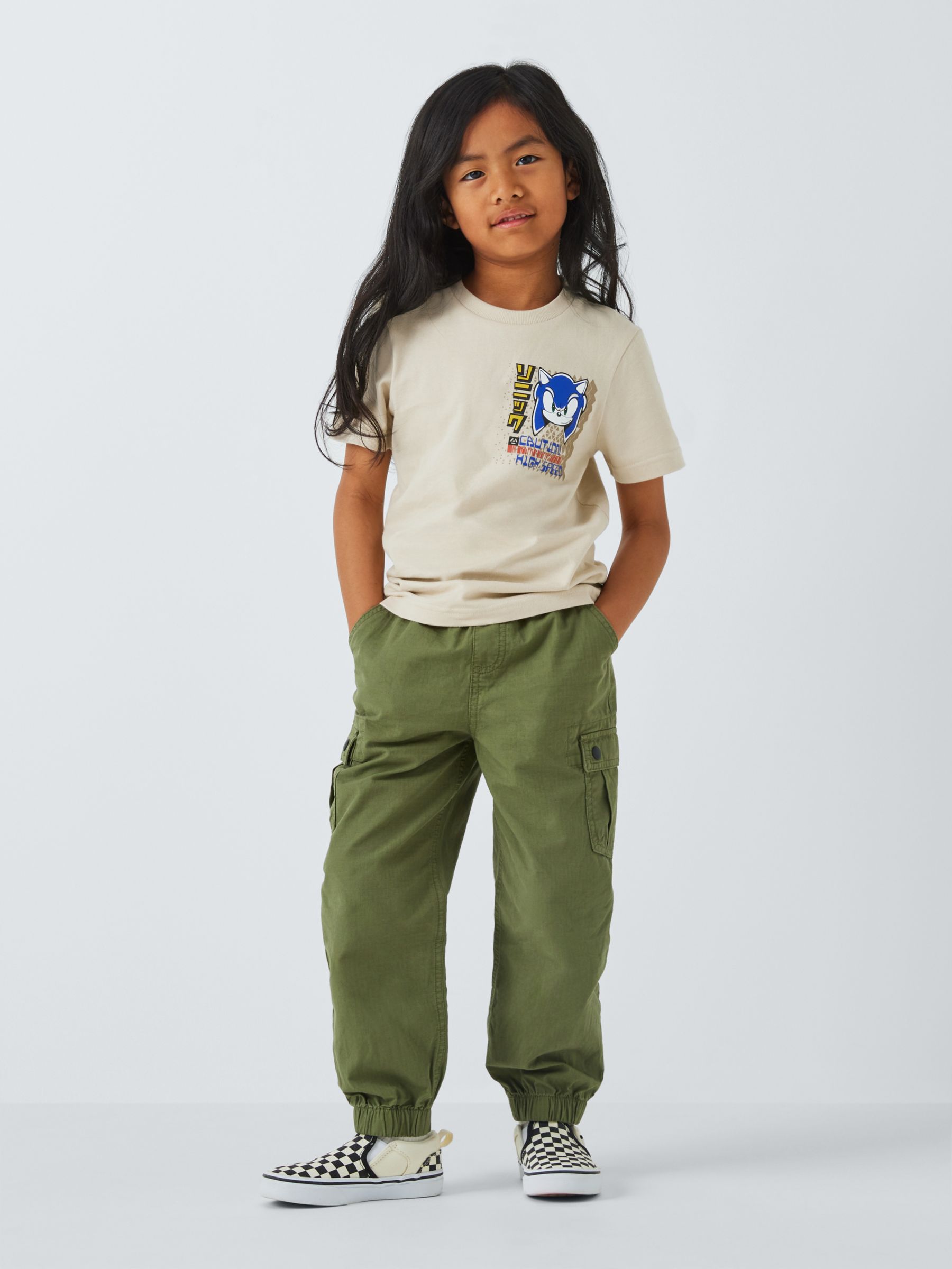 Brand Threads Kids' Sonic Graphic T-Shirt, Tan, 4-5 years
