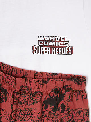 Brand Threads Kids' Marvel Superhero Shorts Pyjama Set, Red/White