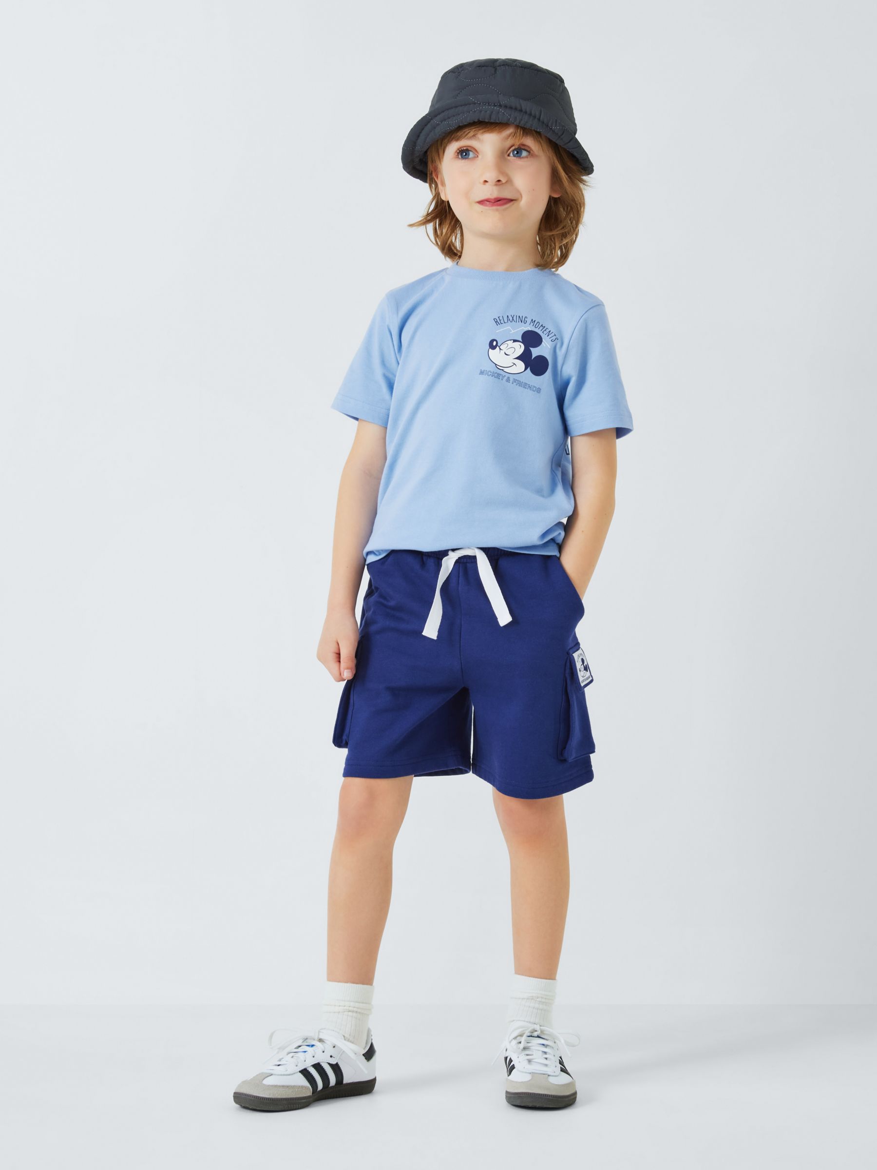 Brand Threads Kids' Disney Mickey Mouse T-Shirt & Cargo Shorts Set, Blue, 6-7 years