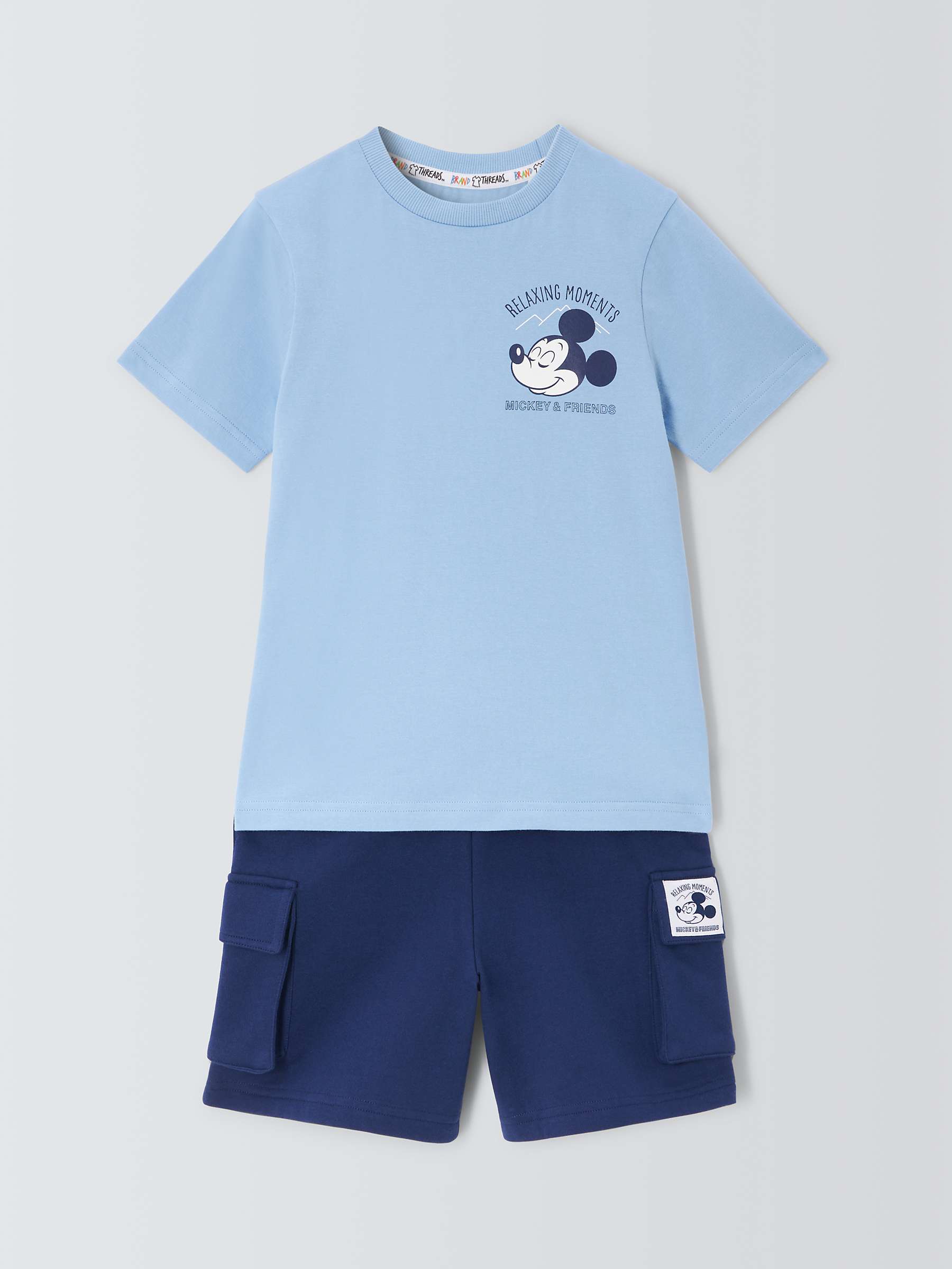 Buy Brand Threads Kids' Disney Mickey Mouse T-Shirt & Cargo Shorts Set, Blue Online at johnlewis.com