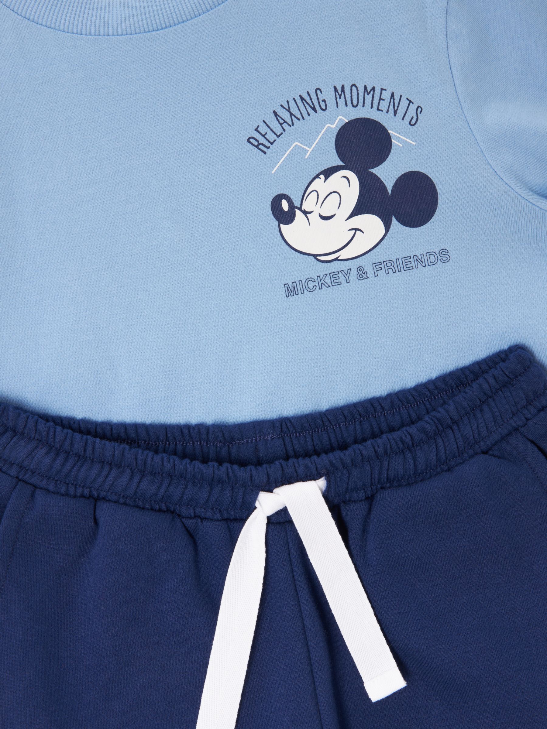 Brand Threads Kids' Disney Mickey Mouse T-Shirt & Cargo Shorts Set, Blue, 6-7 years