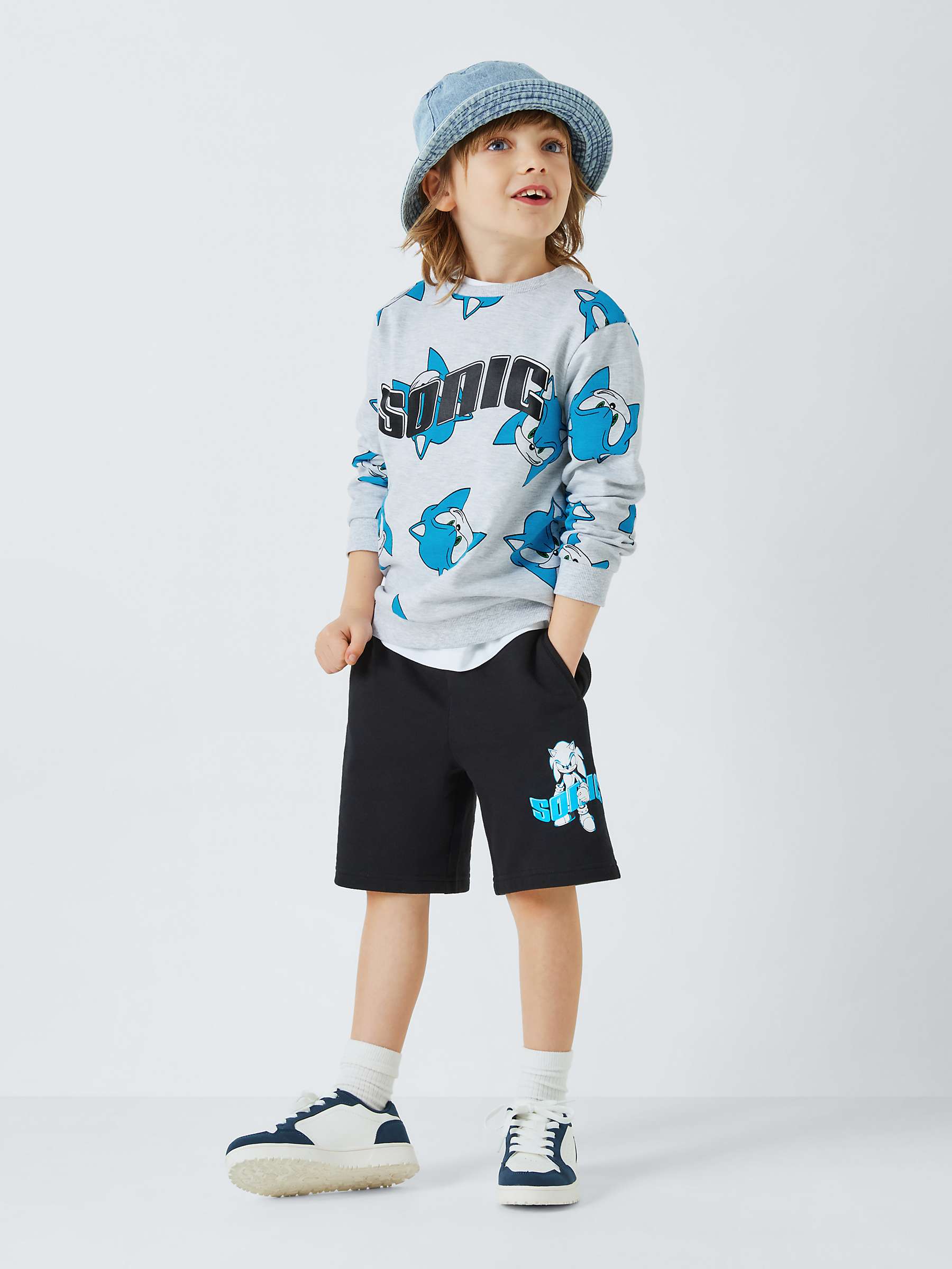 Buy Brand Threads Kids' Sonic Sweatshirt & Shorts Set, Grey/Black Online at johnlewis.com