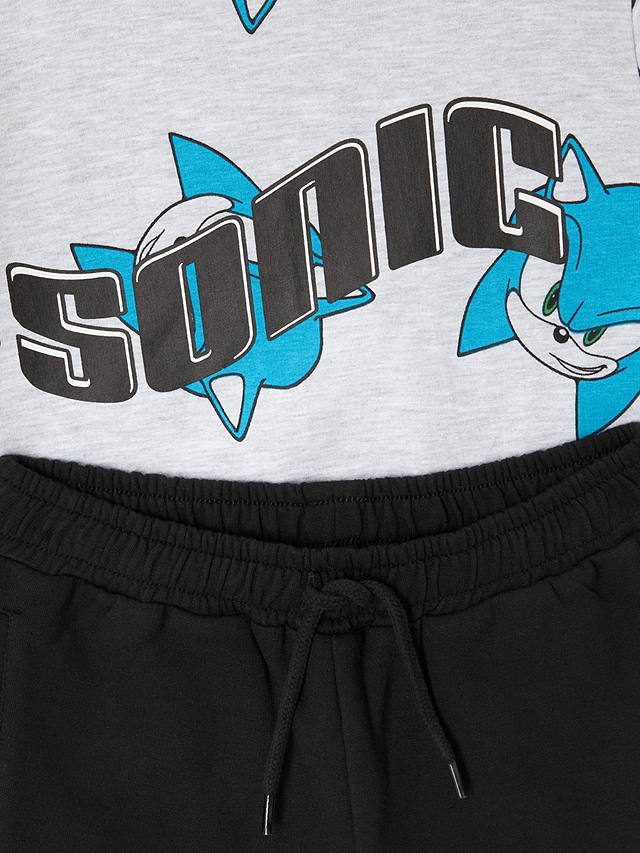 Brand Threads Kids' Sonic Sweatshirt & Shorts Set, Grey/Black