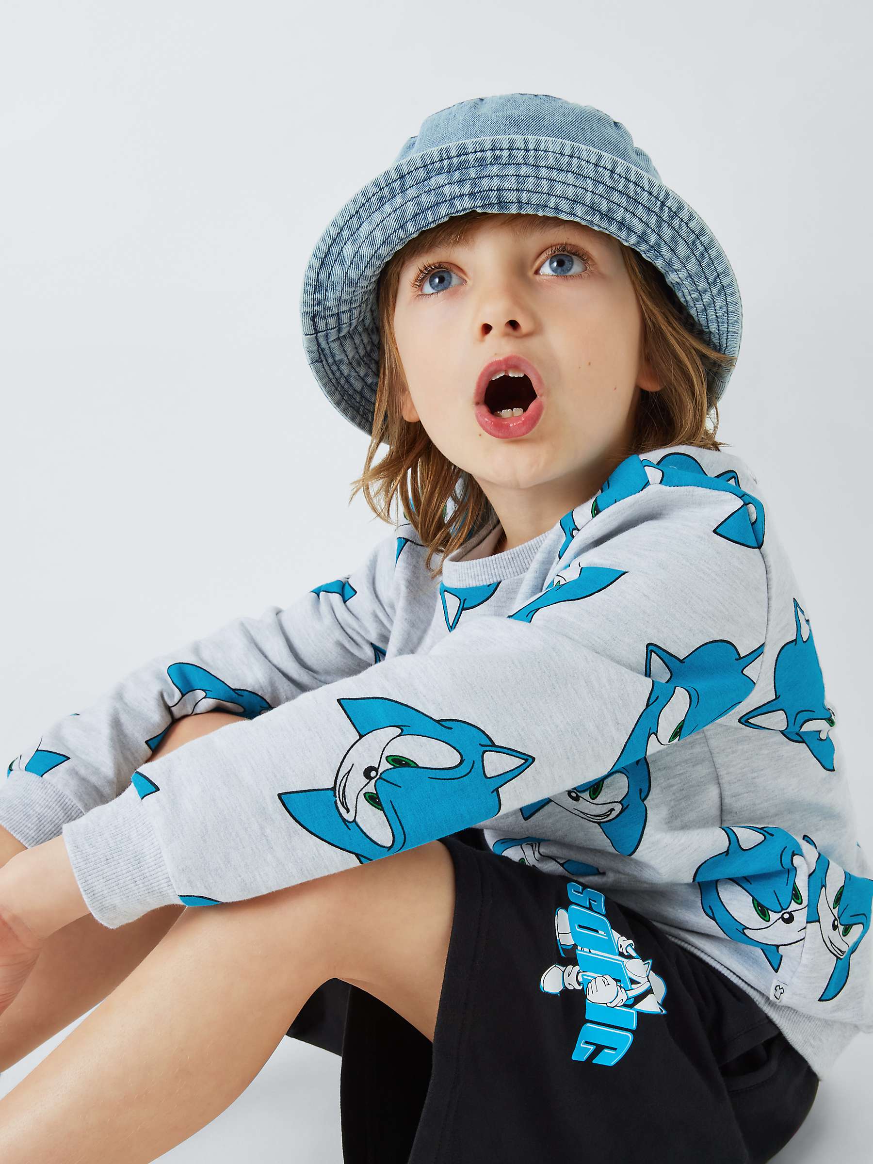 Buy Brand Threads Kids' Sonic Sweatshirt & Shorts Set, Grey/Black Online at johnlewis.com