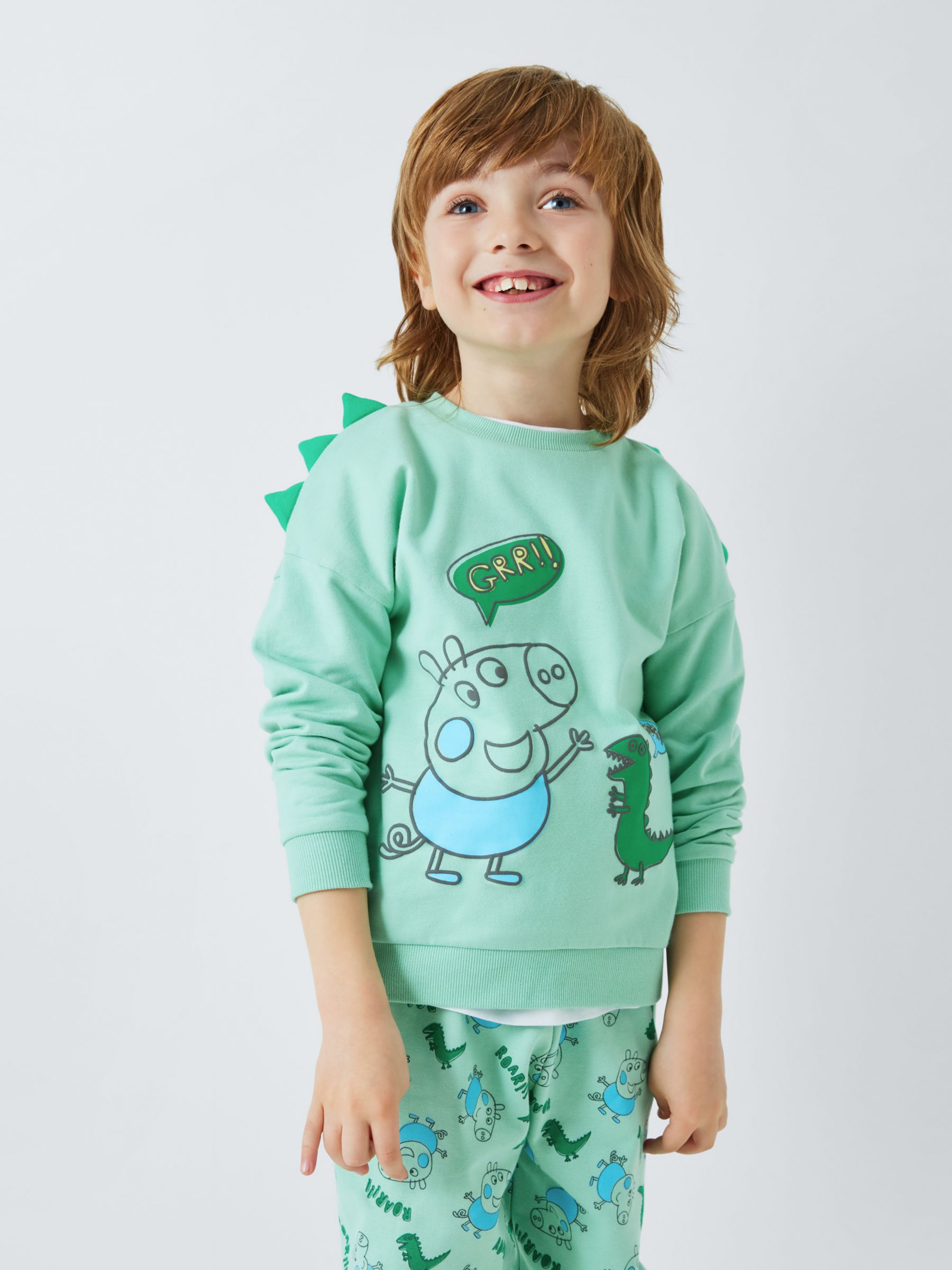 Buy Brand Threads Kids' Peppa Pig George 3D Spike Shoulder Jogger Set, Green Online at johnlewis.com