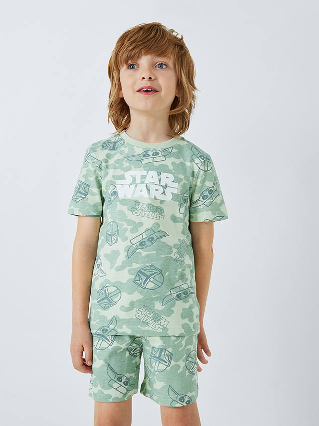 Brand Threads Kids' Star Wars Mandolorian Shorts Pyjamas Set, Green