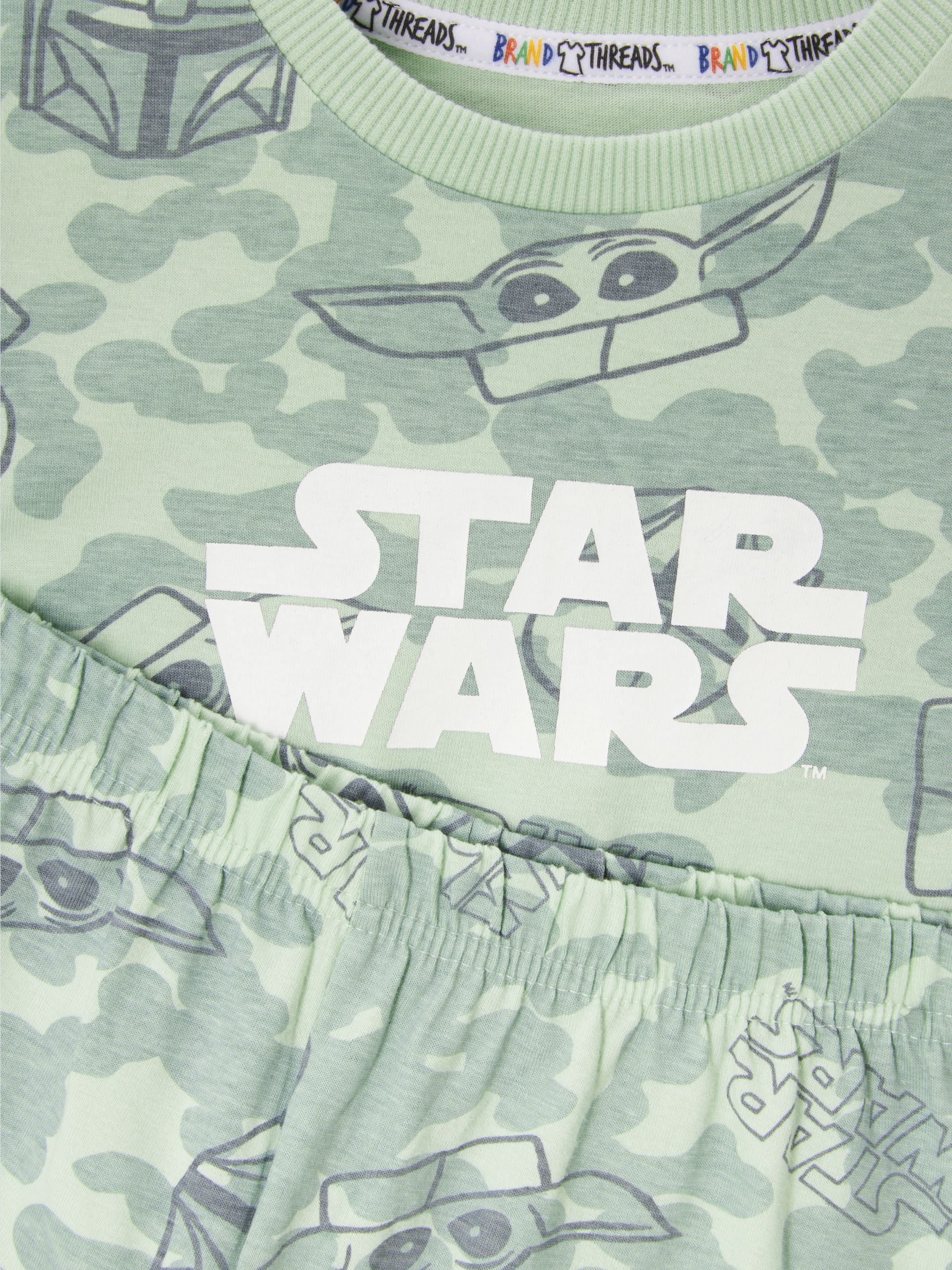 Buy Brand Threads Kids' Star Wars Mandolorian Shorts Pyjamas Set, Green Online at johnlewis.com