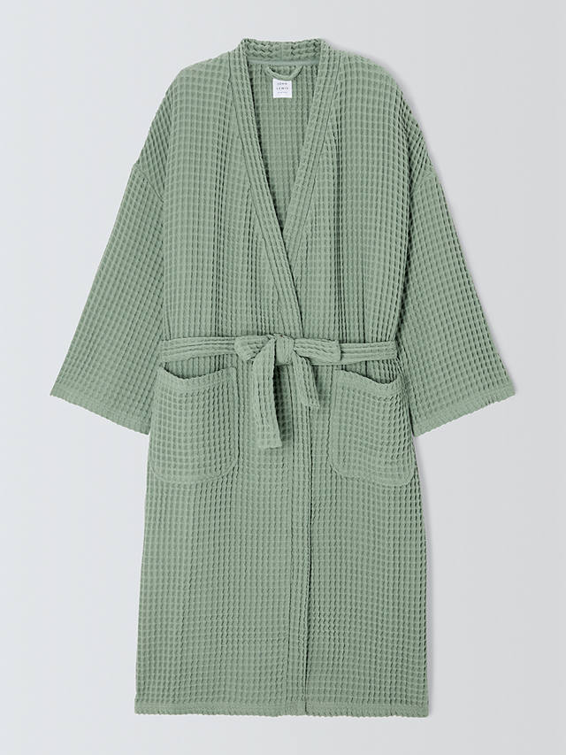 John Lewis Kai Waffle Kimono Dressing Gown, Sage