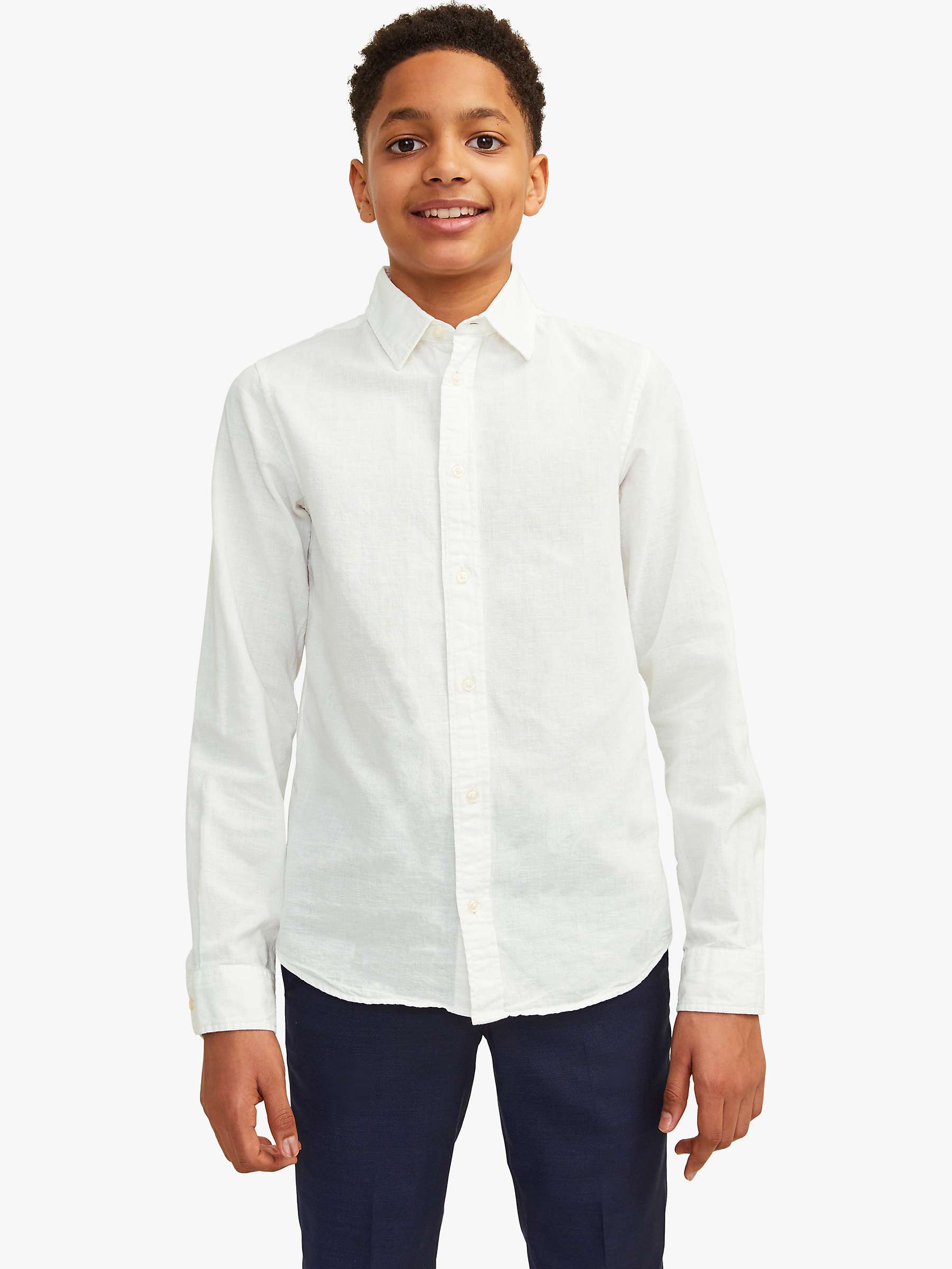 Buy Jack & Jones Cotton Linen Blend Long Sleeve Shirt, White Online at johnlewis.com